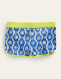 Patterned Swim Shorts-Penzance Blue Daisy Wave