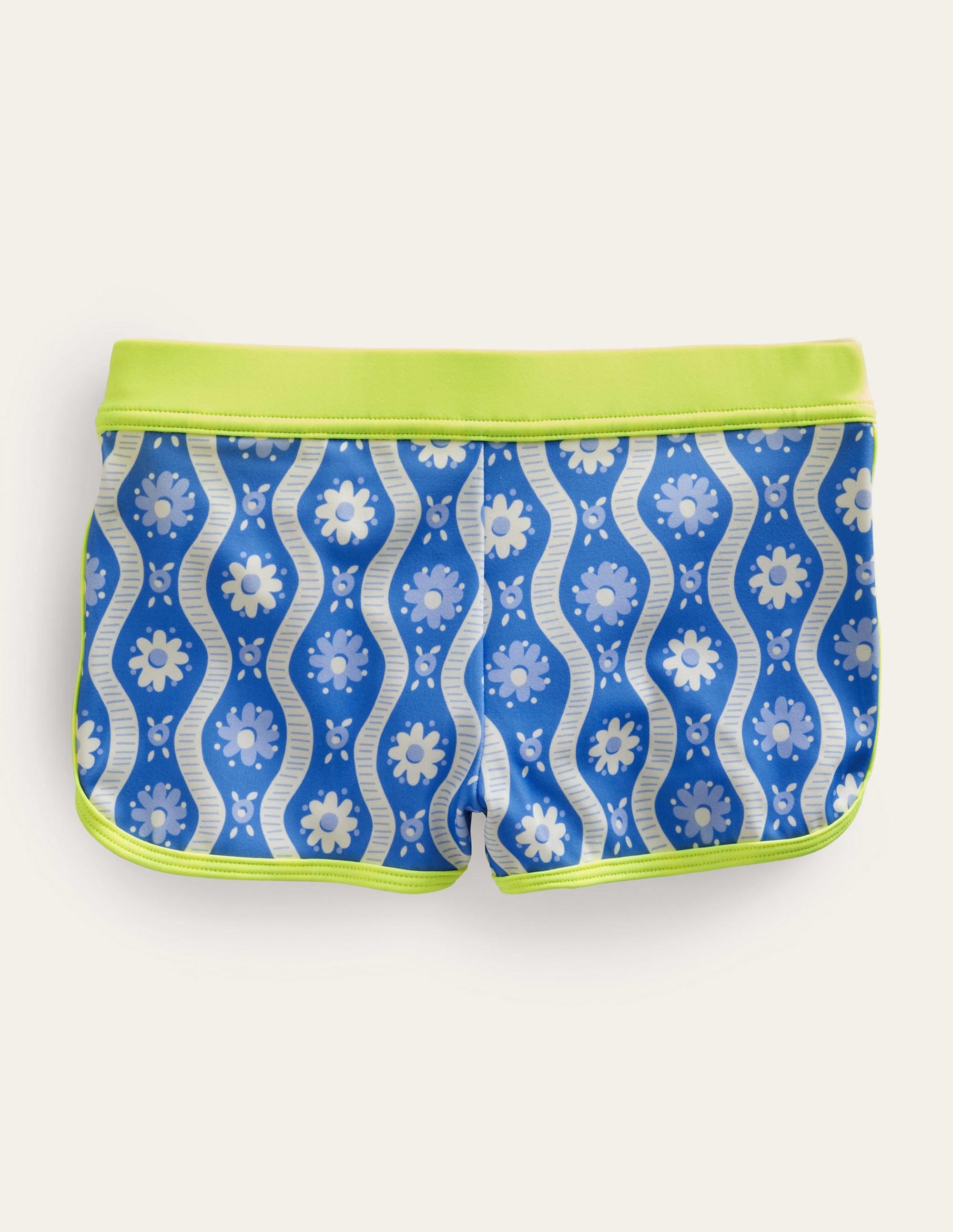 Patterned Swim Shorts-Penzance Blue Daisy Wave - Image 1