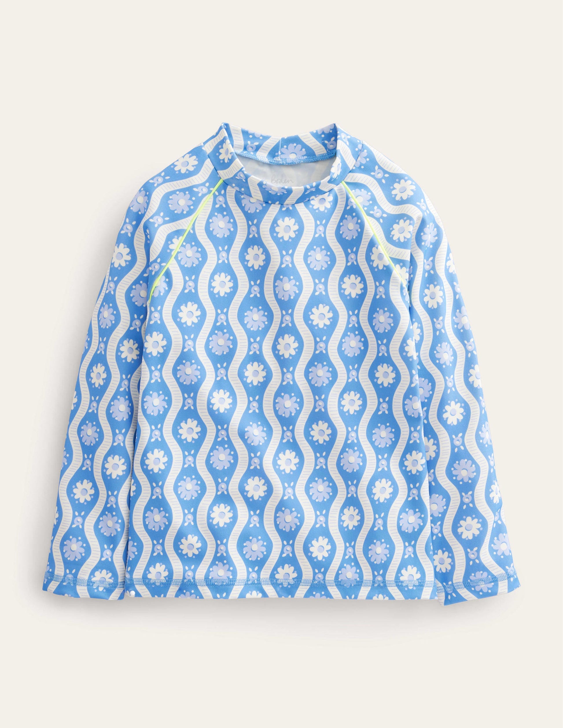 Patterned Rash Vest-Penzance Blue Daisy Wave-1