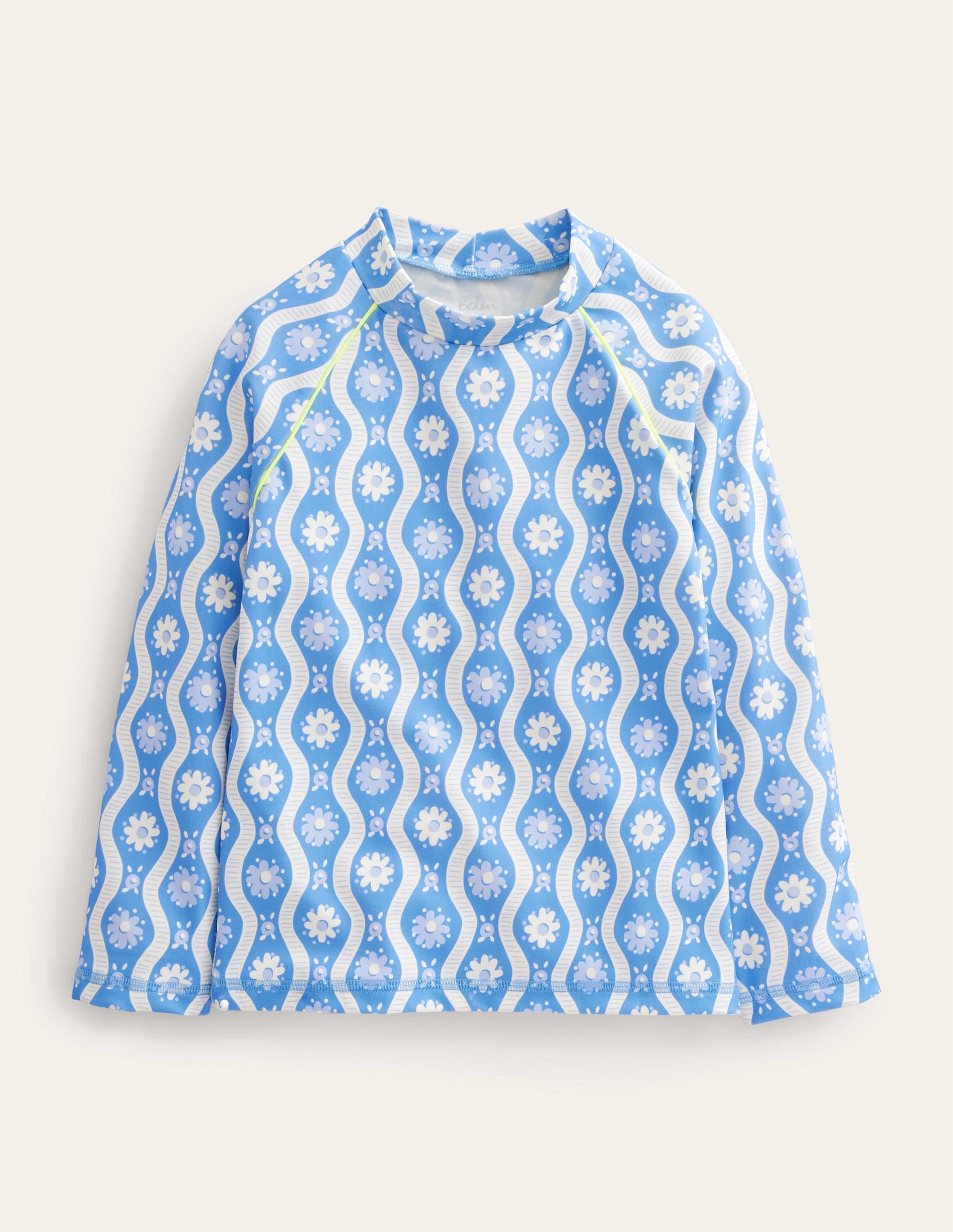 Patterned Rash Vest-Penzance Blue Daisy Wave - Image 1