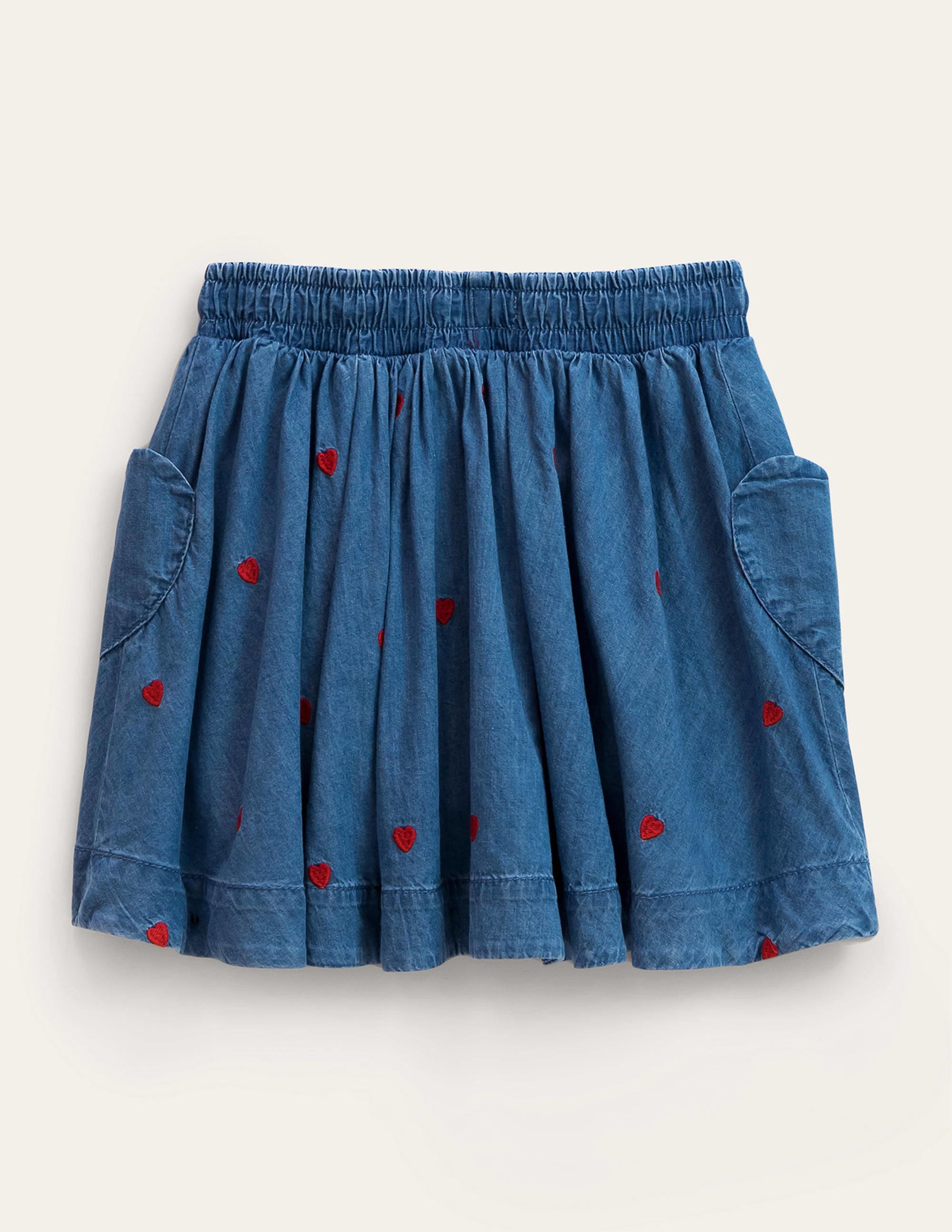 Woven Twirly Skirt-Mid Vintage Denim Hearts - Image 2