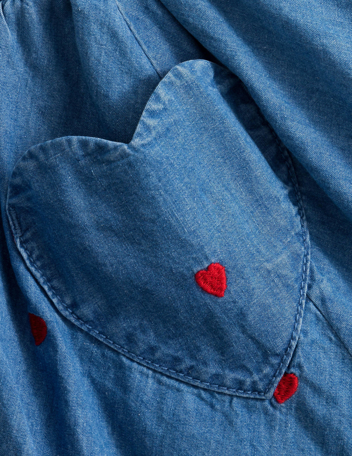 Woven Twirly Skirt-Mid Vintage Denim Hearts - Image 3