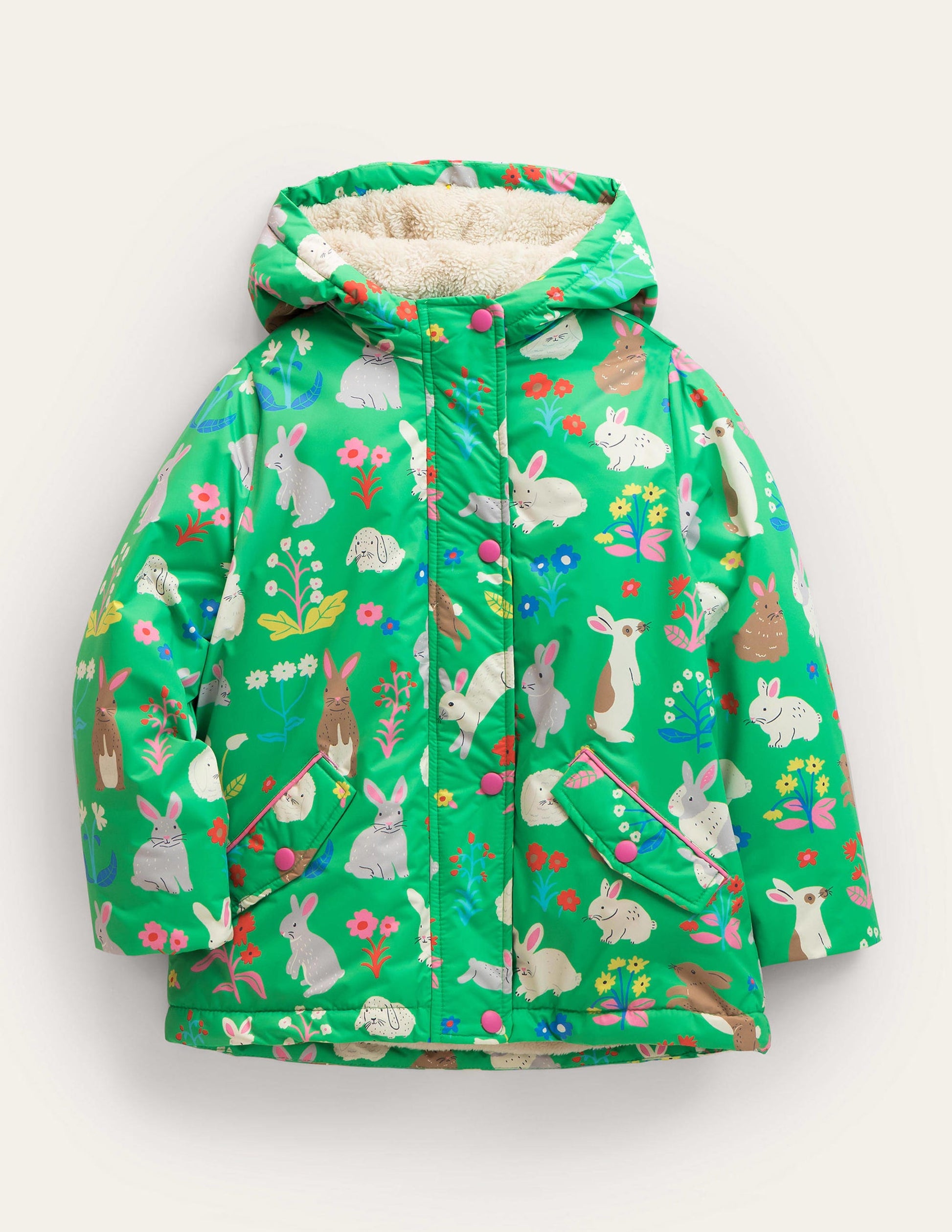 Sherpa Lined Anorak-Aloe Green Bunnies-1