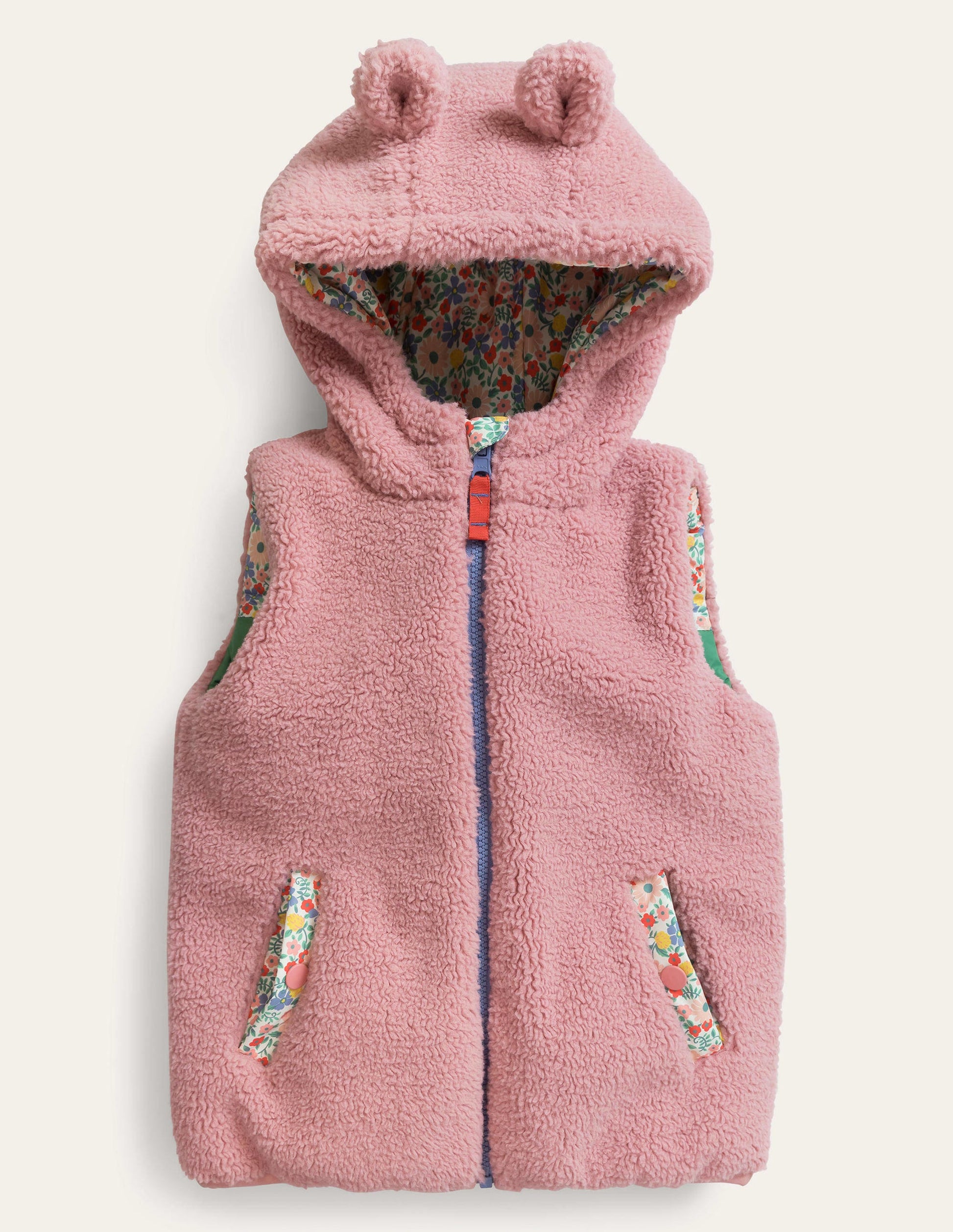 Borg Mix Reversible Gilet-Deep Grass Green Floral-4