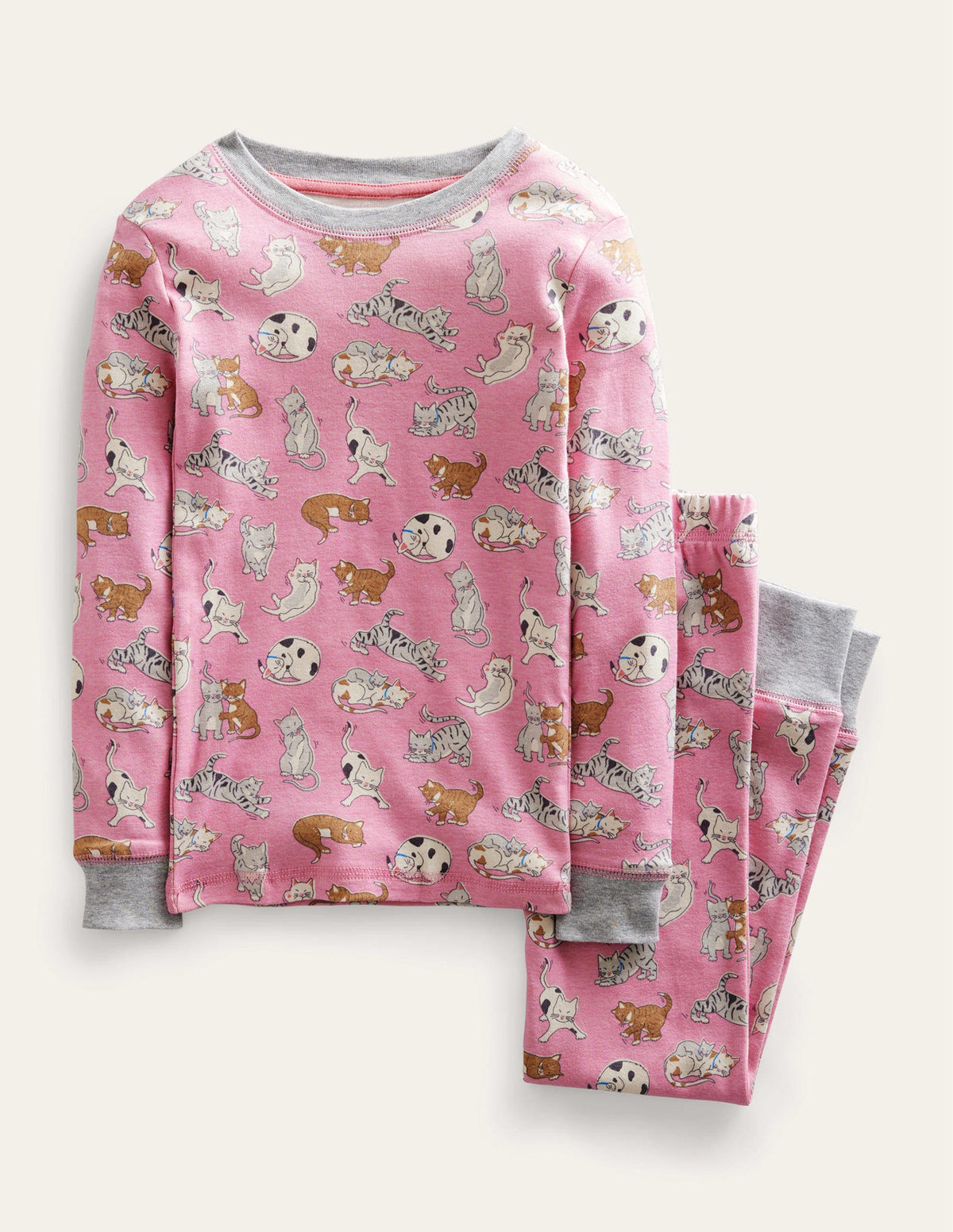 Snug Long John Pyjamas-Formica Pink Cats-1