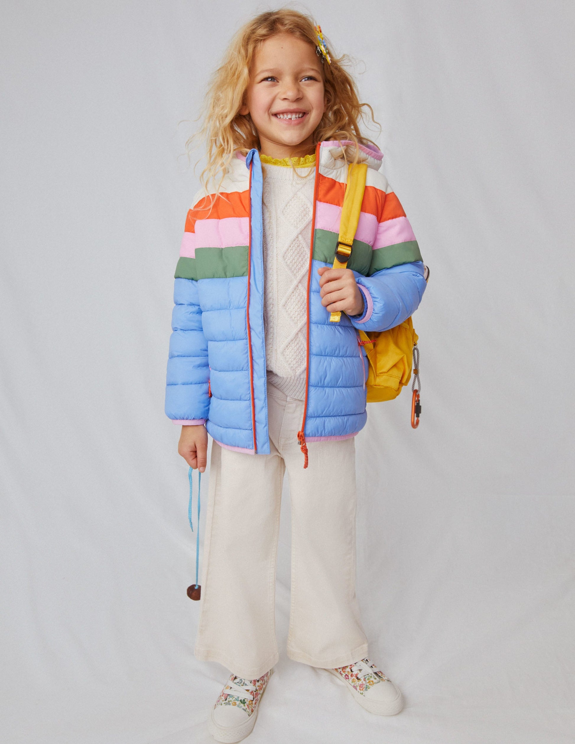 Cosy Pack-away Padded Jacket-Provence Blue Stripe-4