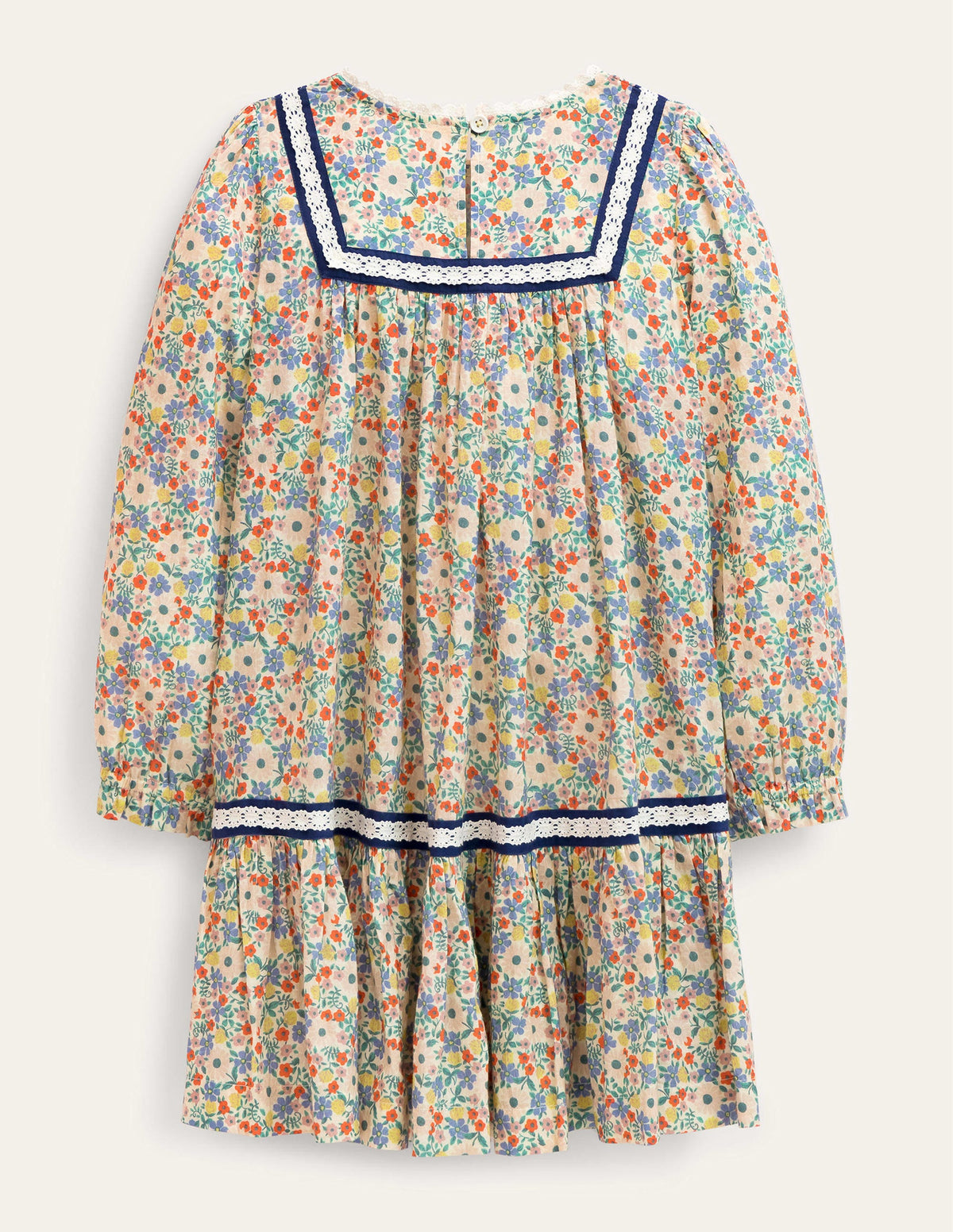Lace Trim Woven Dress-Vanilla Pod Floral-2