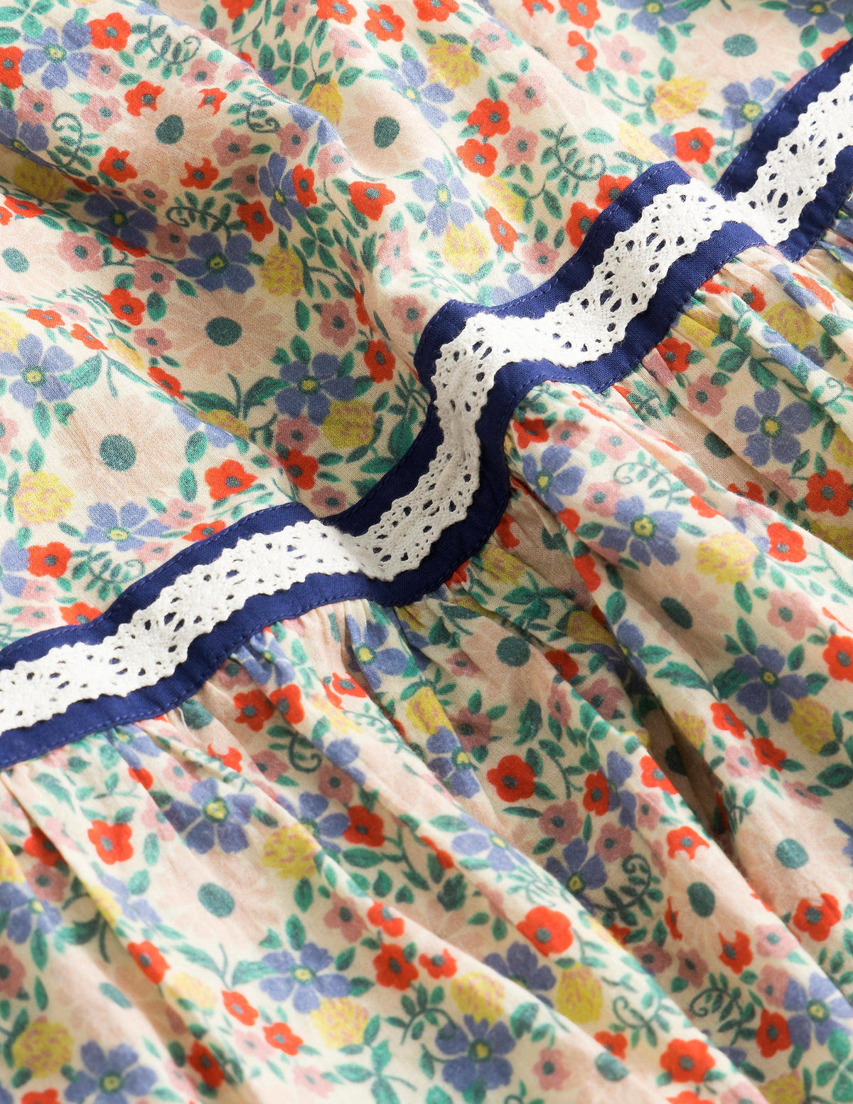 Lace Trim Woven Dress-Vanilla Pod Floral-3