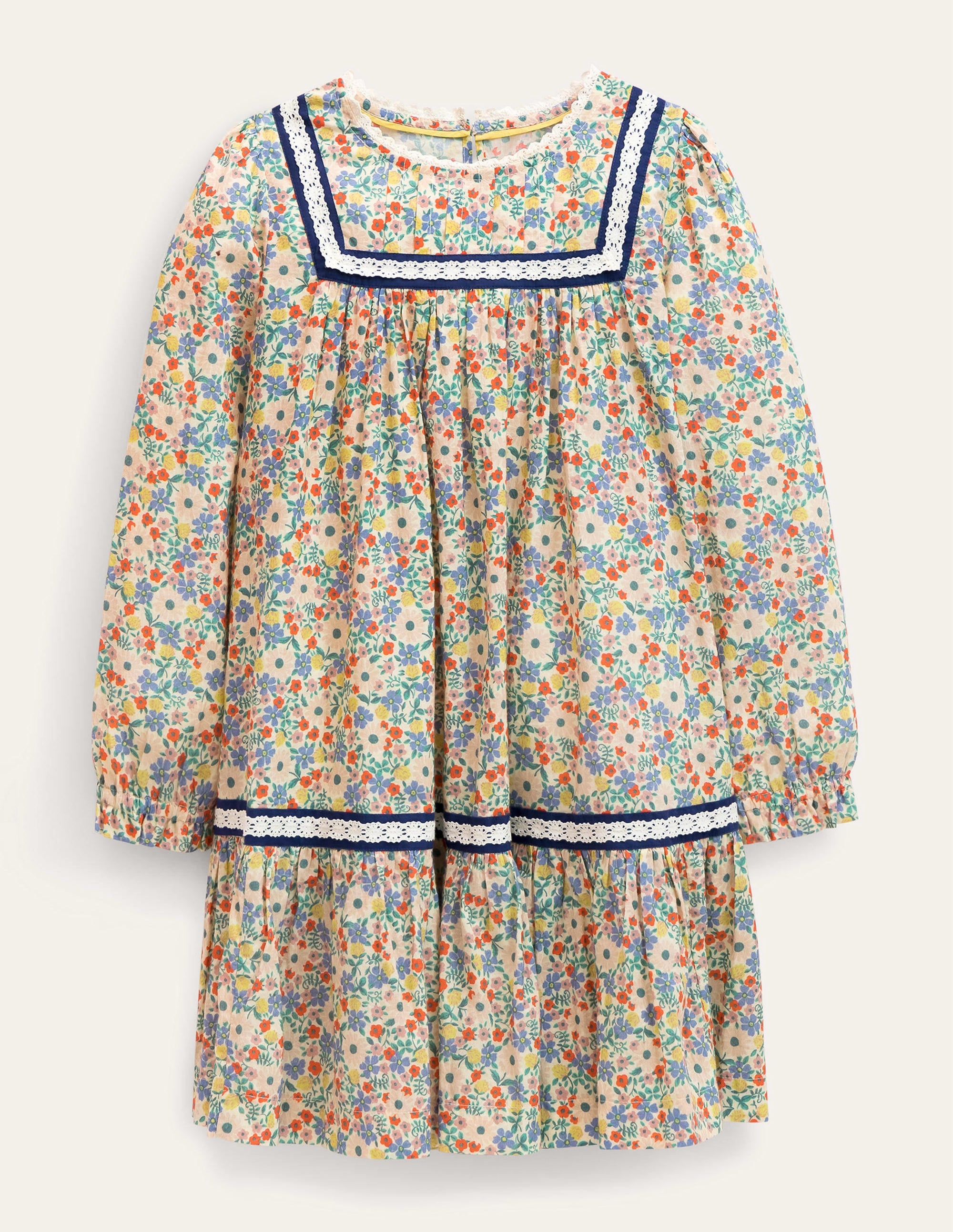 Lace Trim Woven Dress-Vanilla Pod Floral - Image 1
