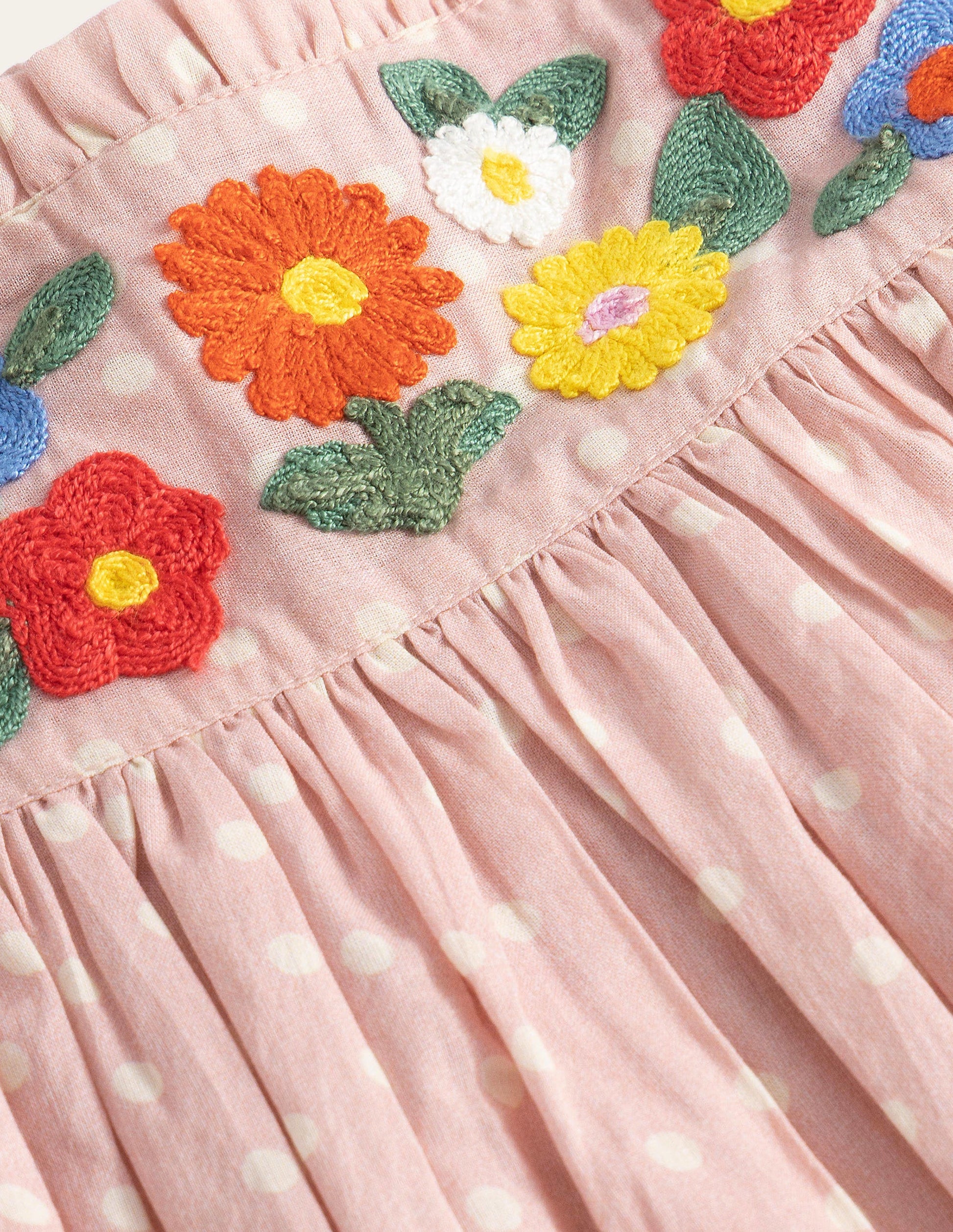 Embroidered Woven Dress-Boto Pink Spot Floral-3