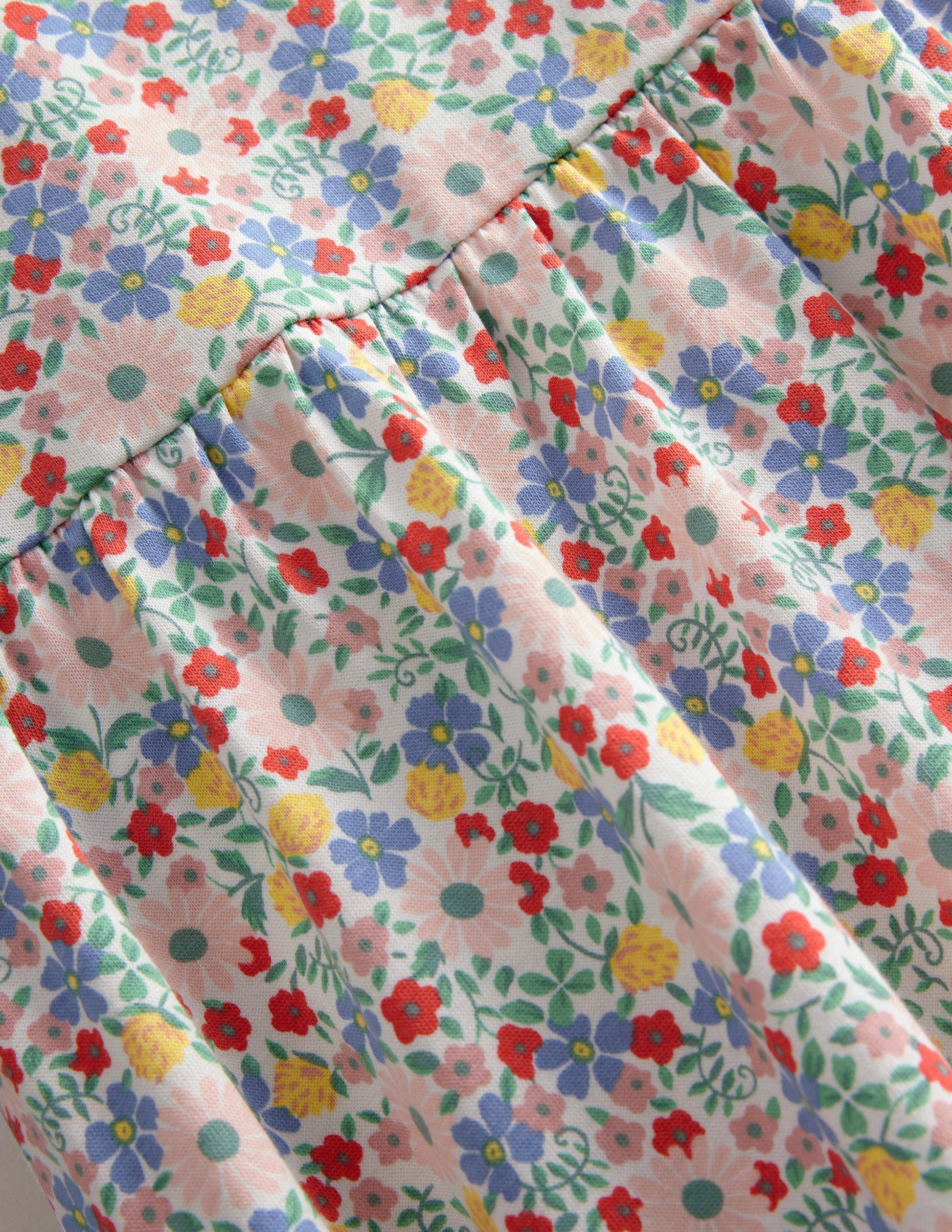 Puff Sleeve Jersey Dress-Pink Floral-3