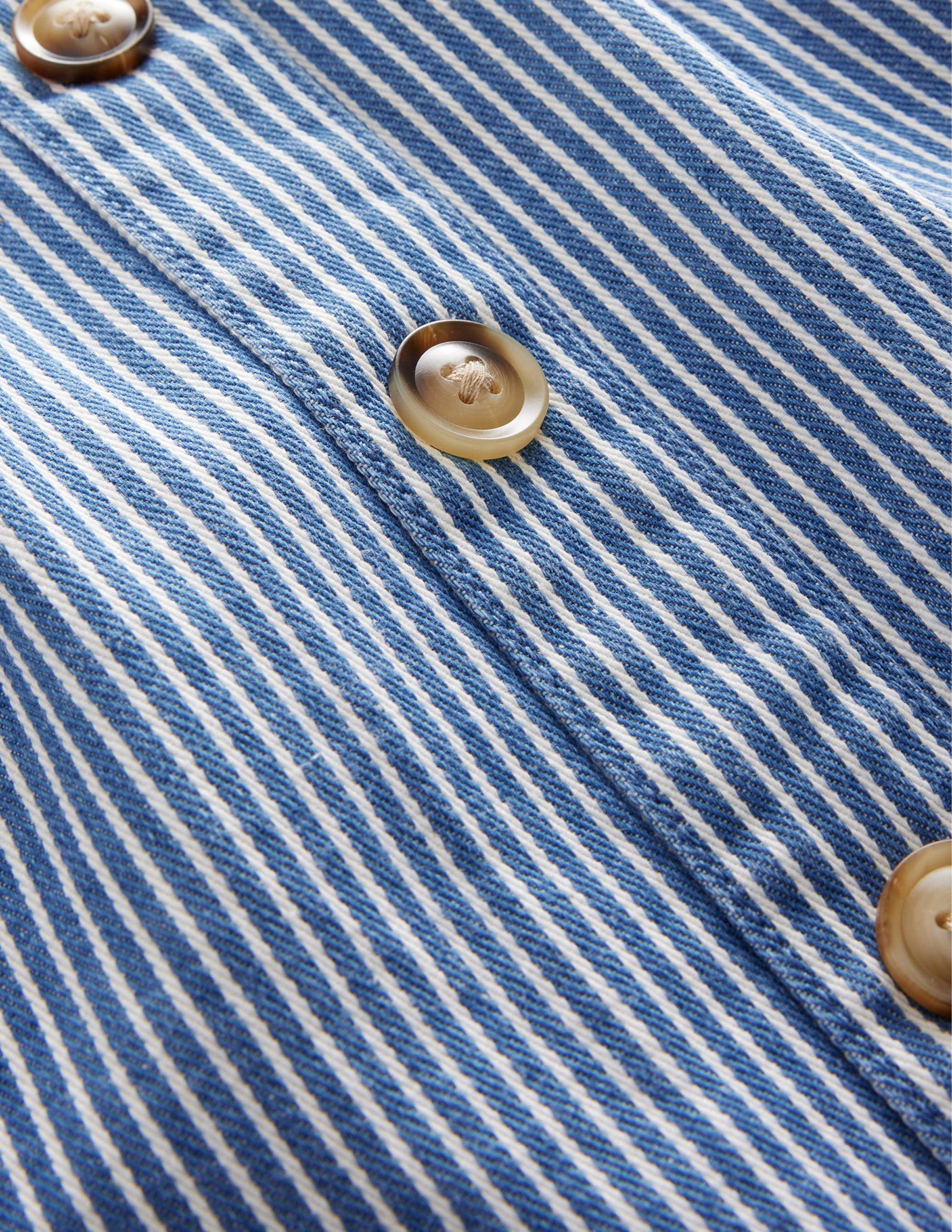 Denim Button Through Skirt-Indigo Ticking-3