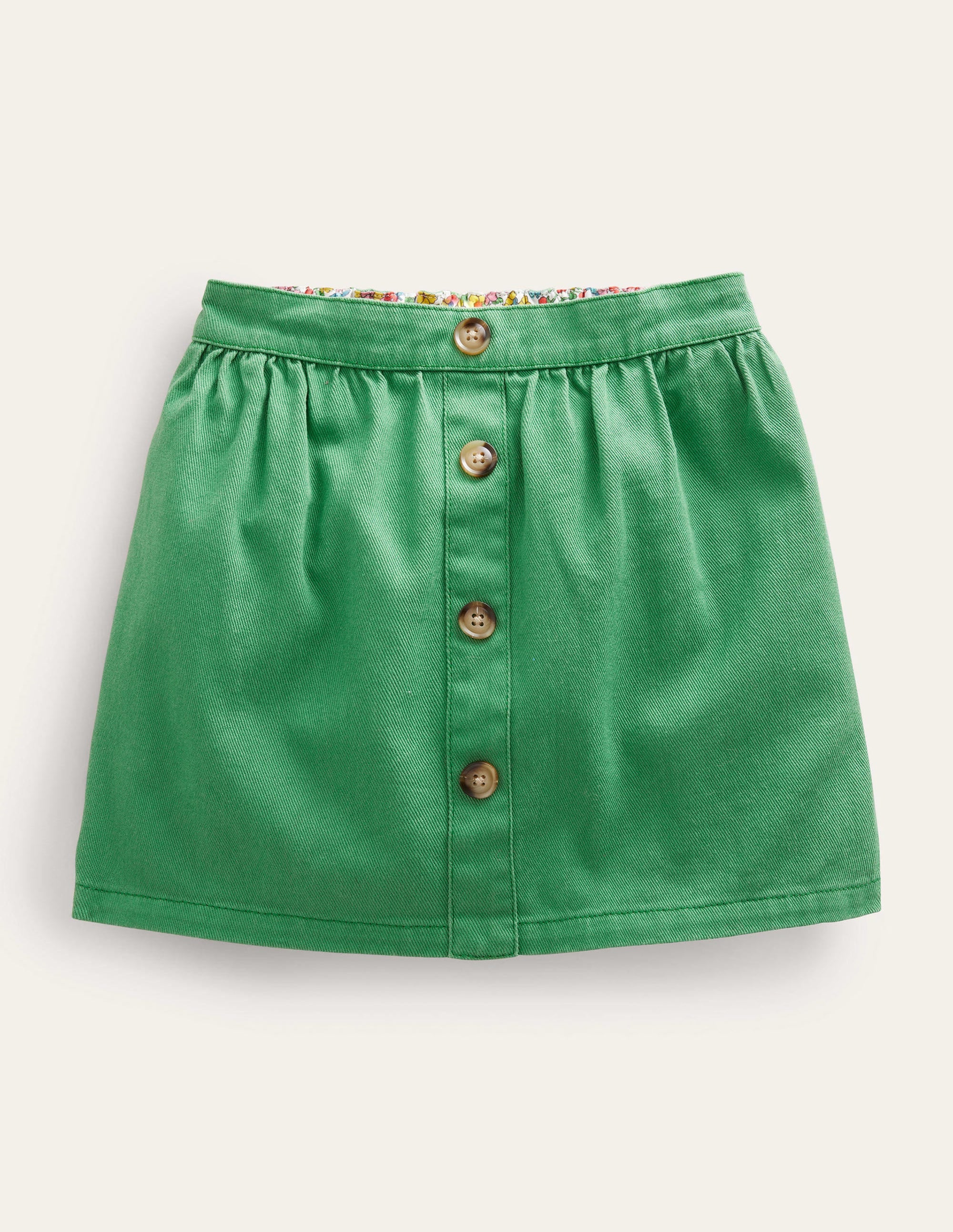 Denim Button Through Skirt-Mountain Green - Image 1