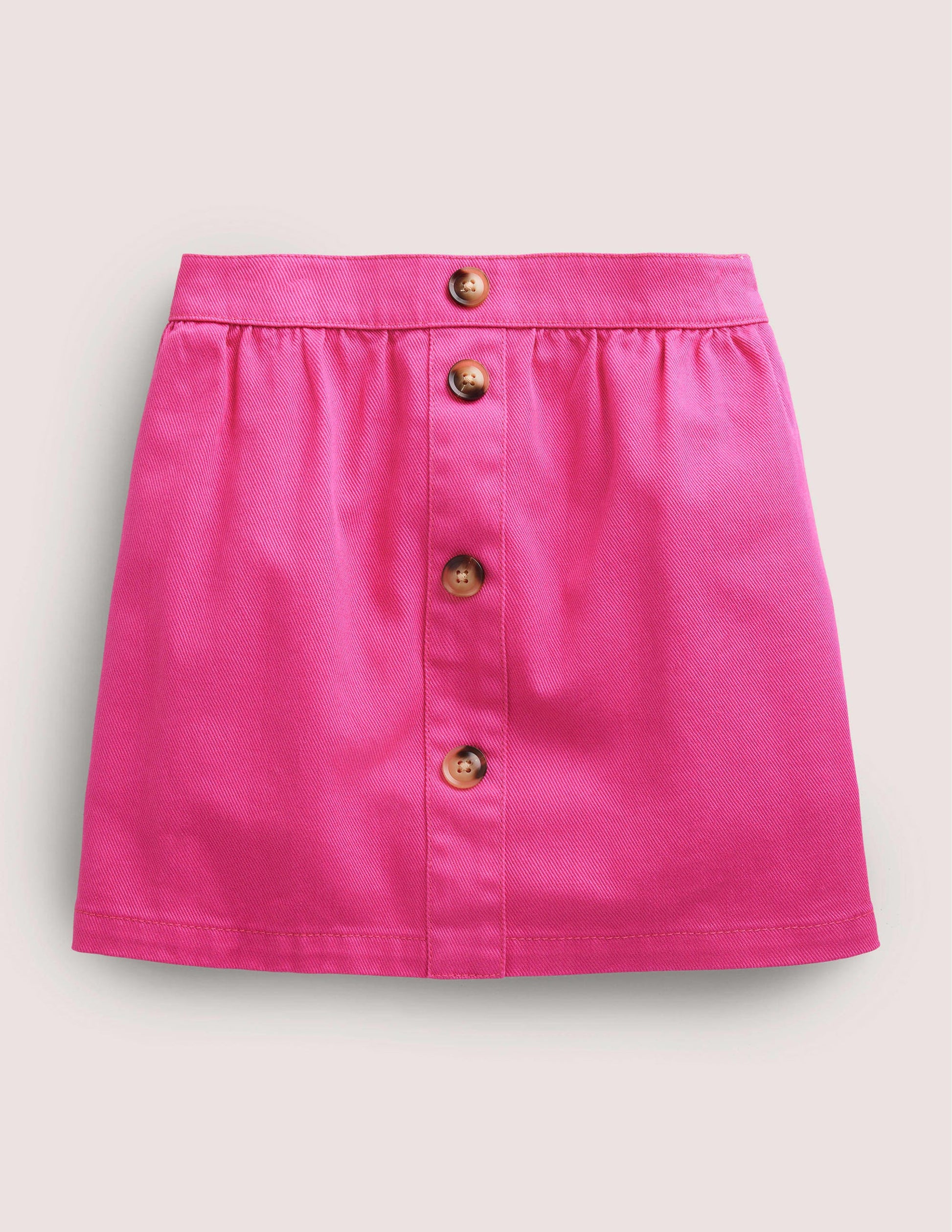 Denim Button Through Skirt-Tickled Pink-1