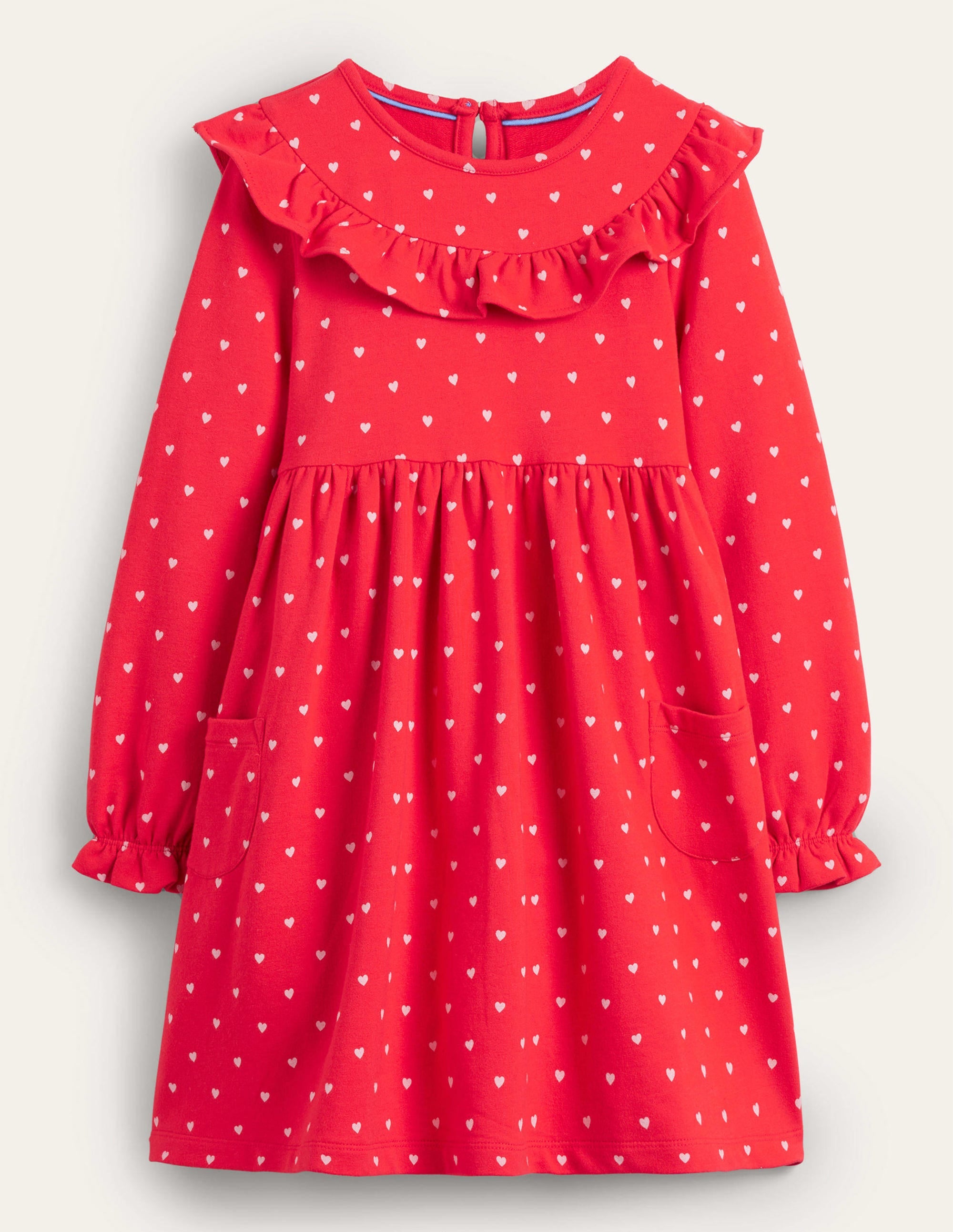 Jersey Yoke Dress-Strawberry Tart Tiny Hearts - Image 1