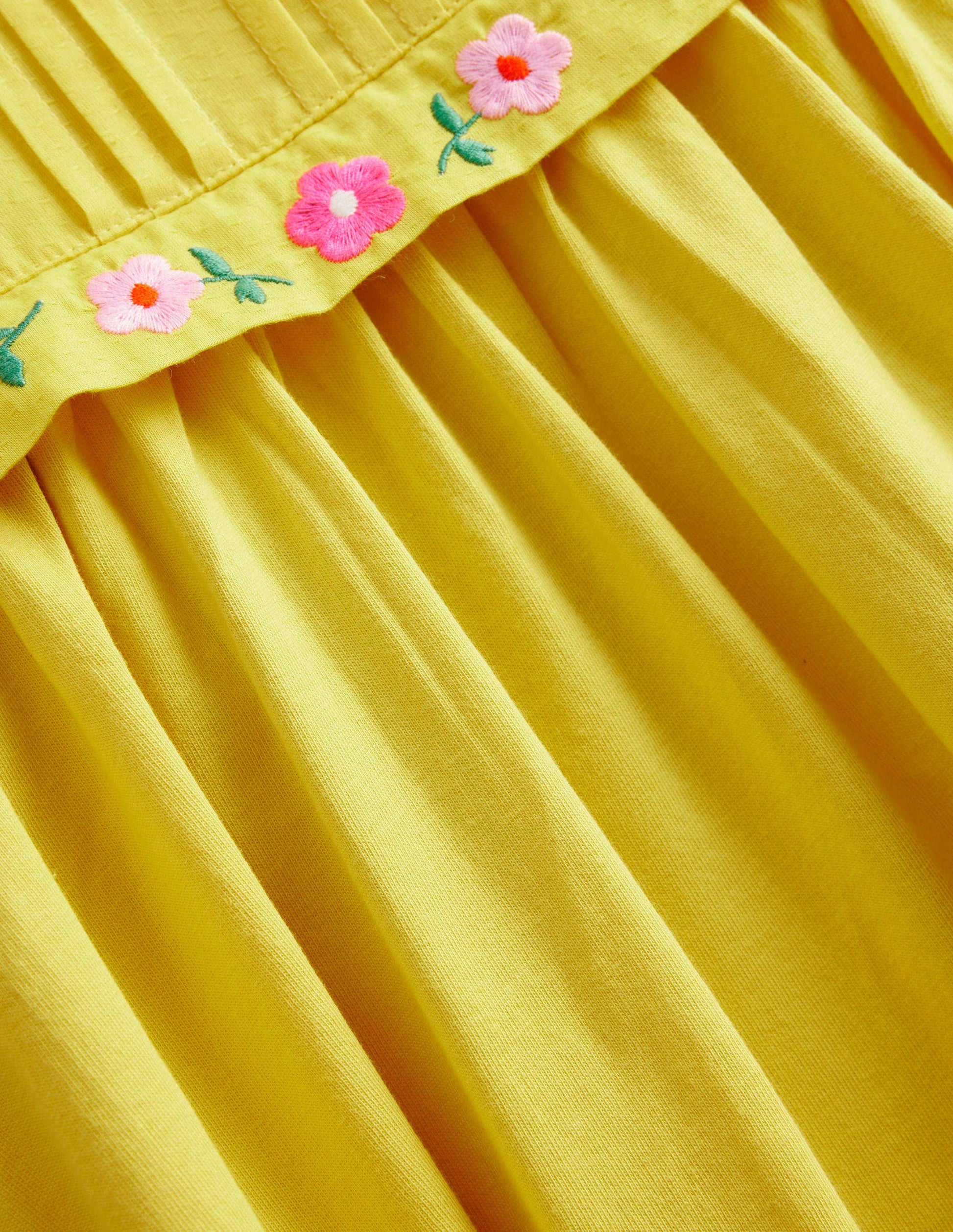 Embroidered Jersey Dress-Sweetcorn Yellow-3