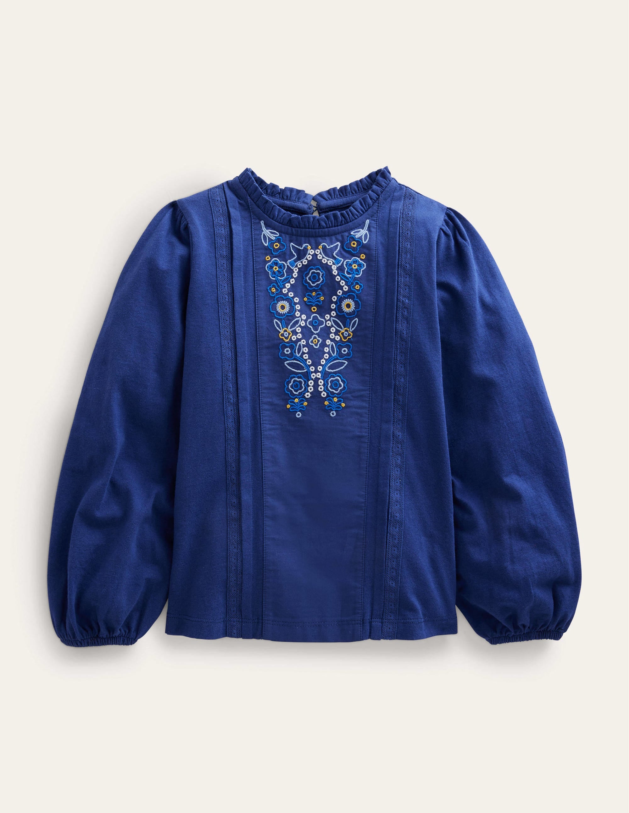 Lace Mix Jersey Top-Starboard Blue - Image 1