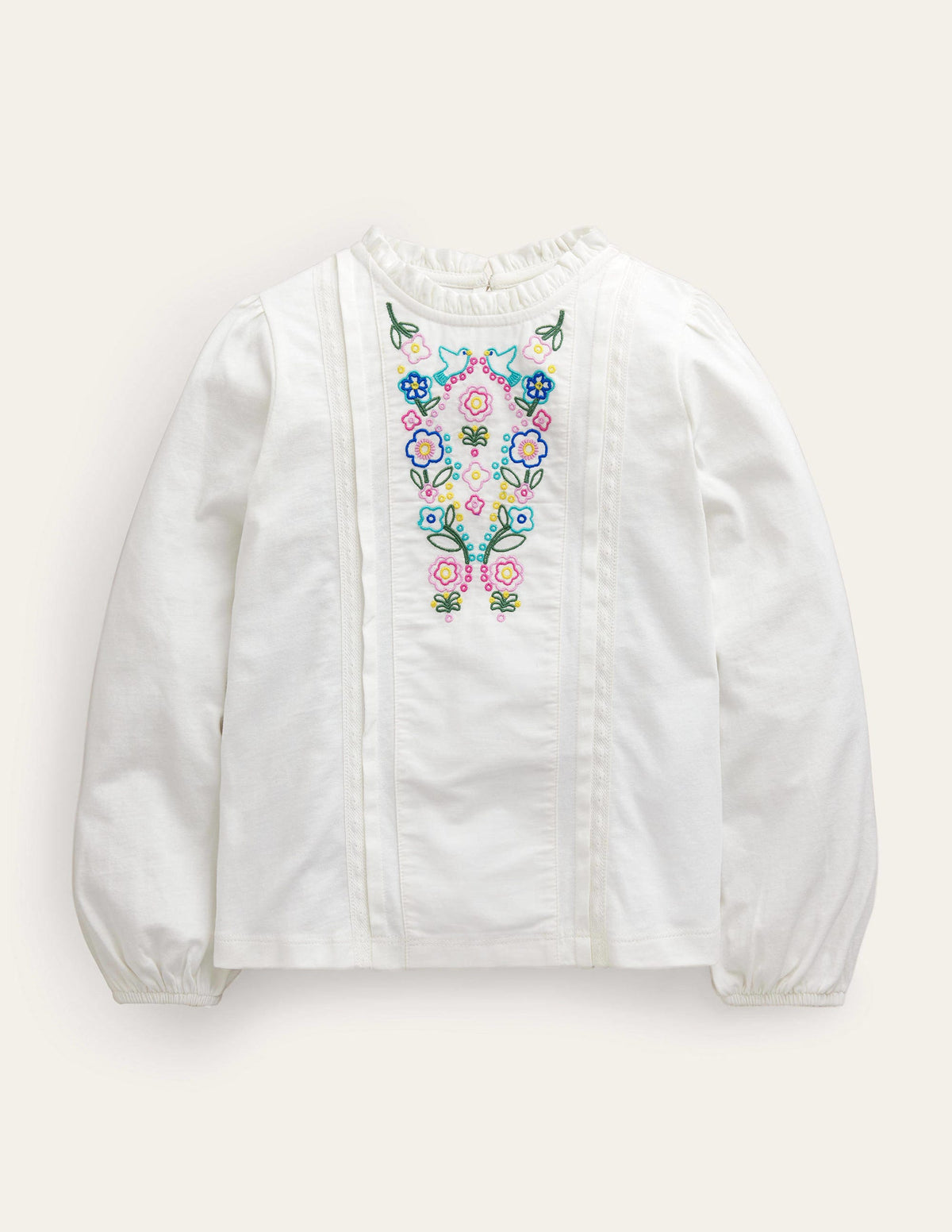 Lace Mix Jersey Top-Ivory-1