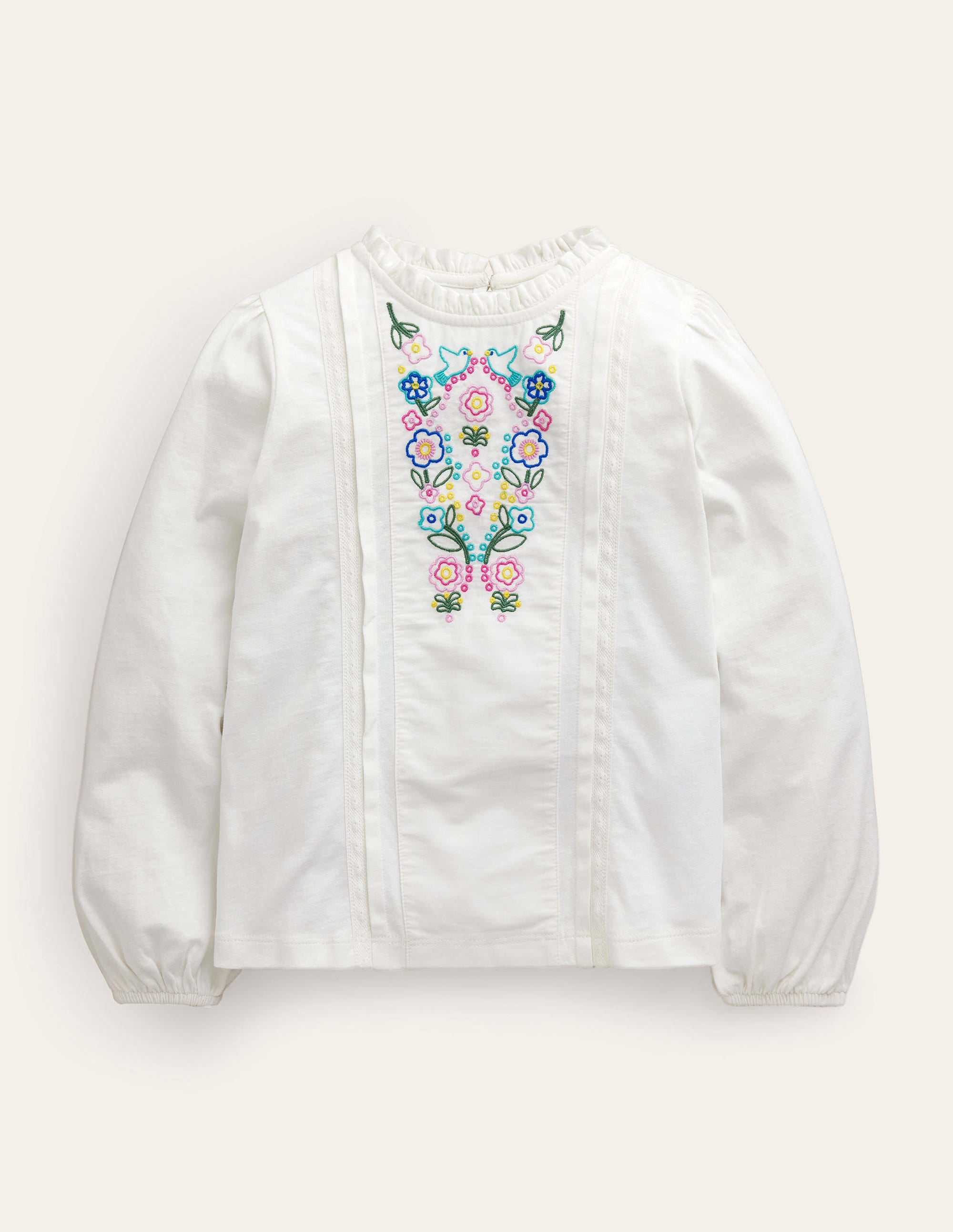 Lace Mix Jersey Top-Ivory - Image 1