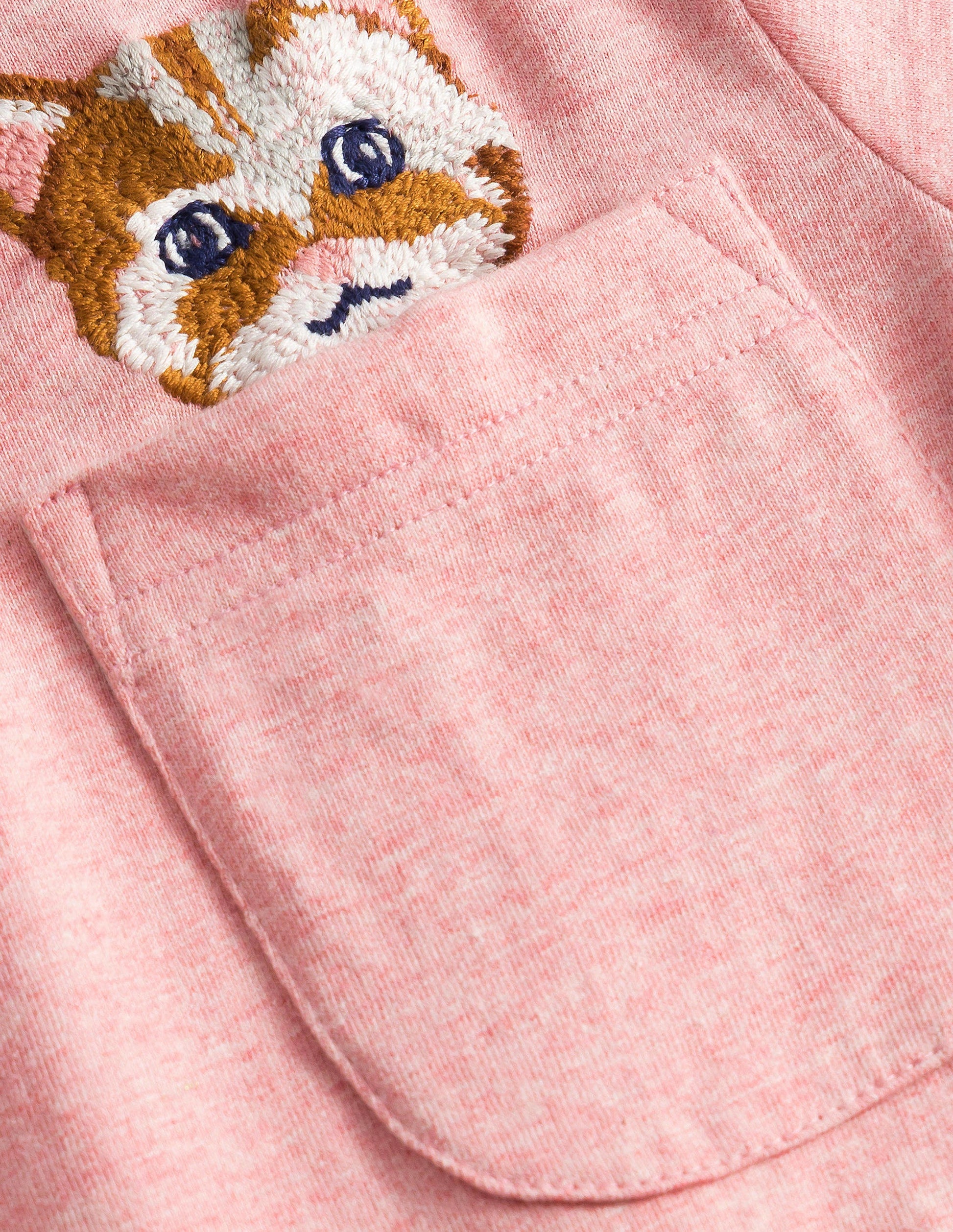 Peeping Pocket T-Shirt-Peach Pink Cat-3
