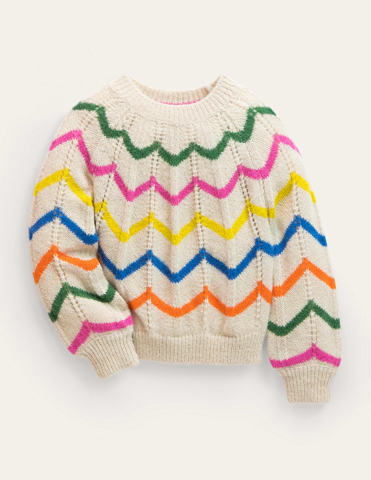 Fun Jumper-Ecru Marl Scallop Stripe - Image 1