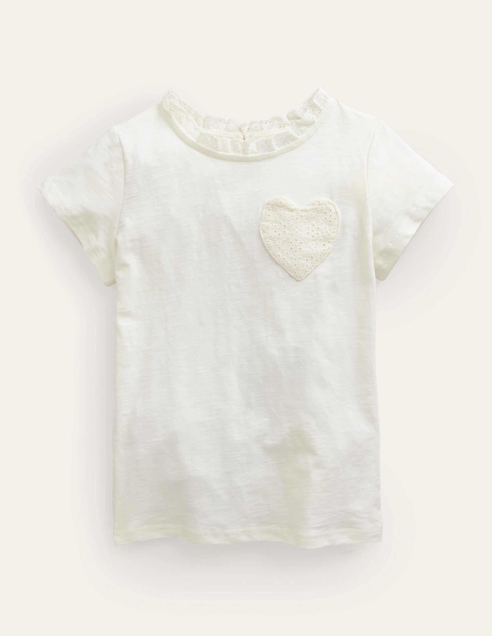 Broderie Pocket T-shirt-Ivory - Image 1