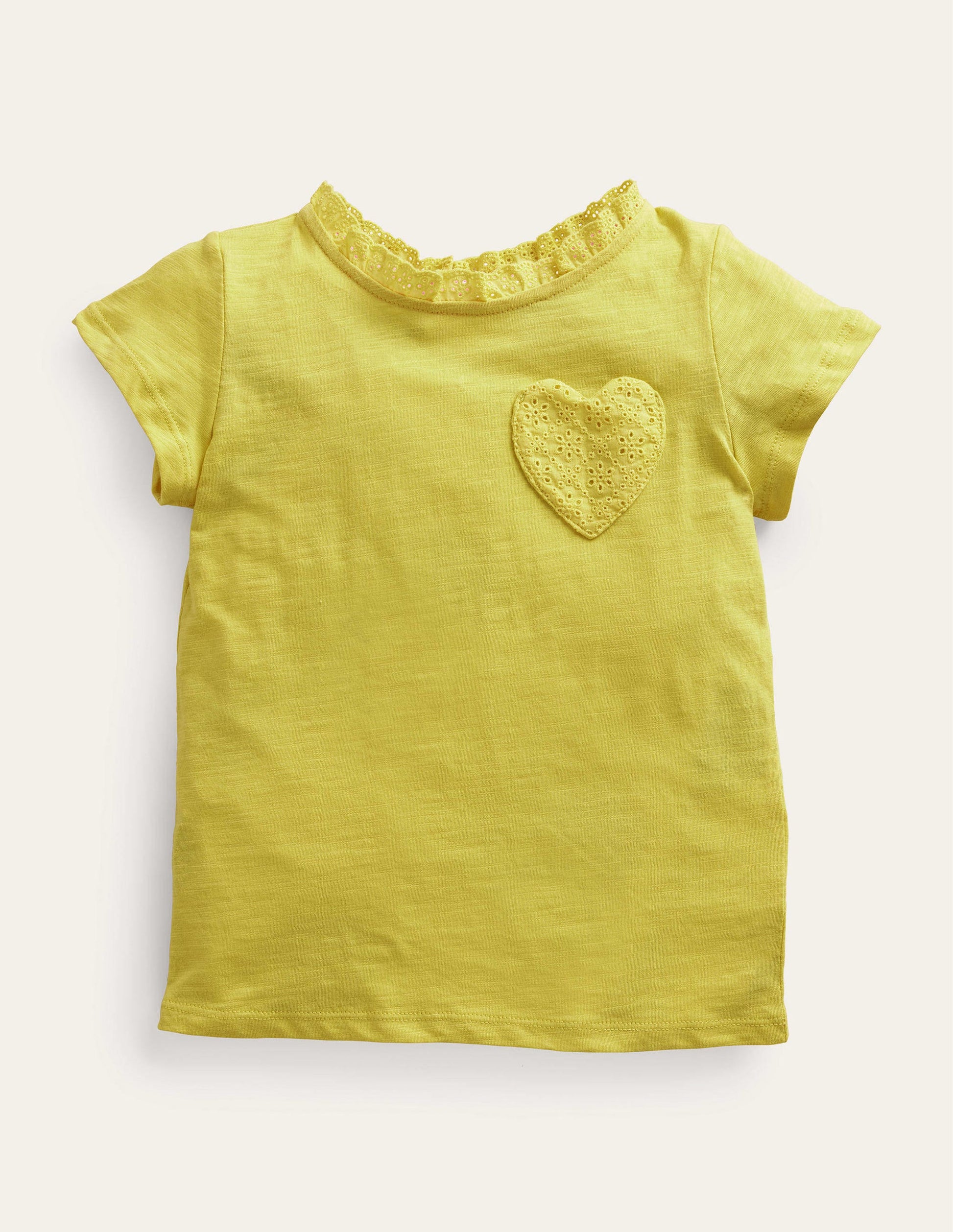 Broderie Pocket T-shirt-Sweetcorn Yellow-1