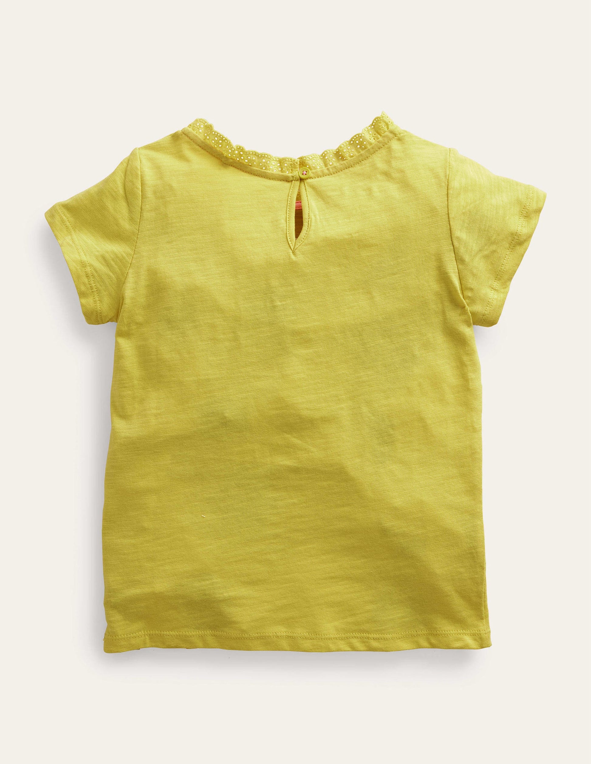 Broderie Pocket T-shirt-Sweetcorn Yellow-2