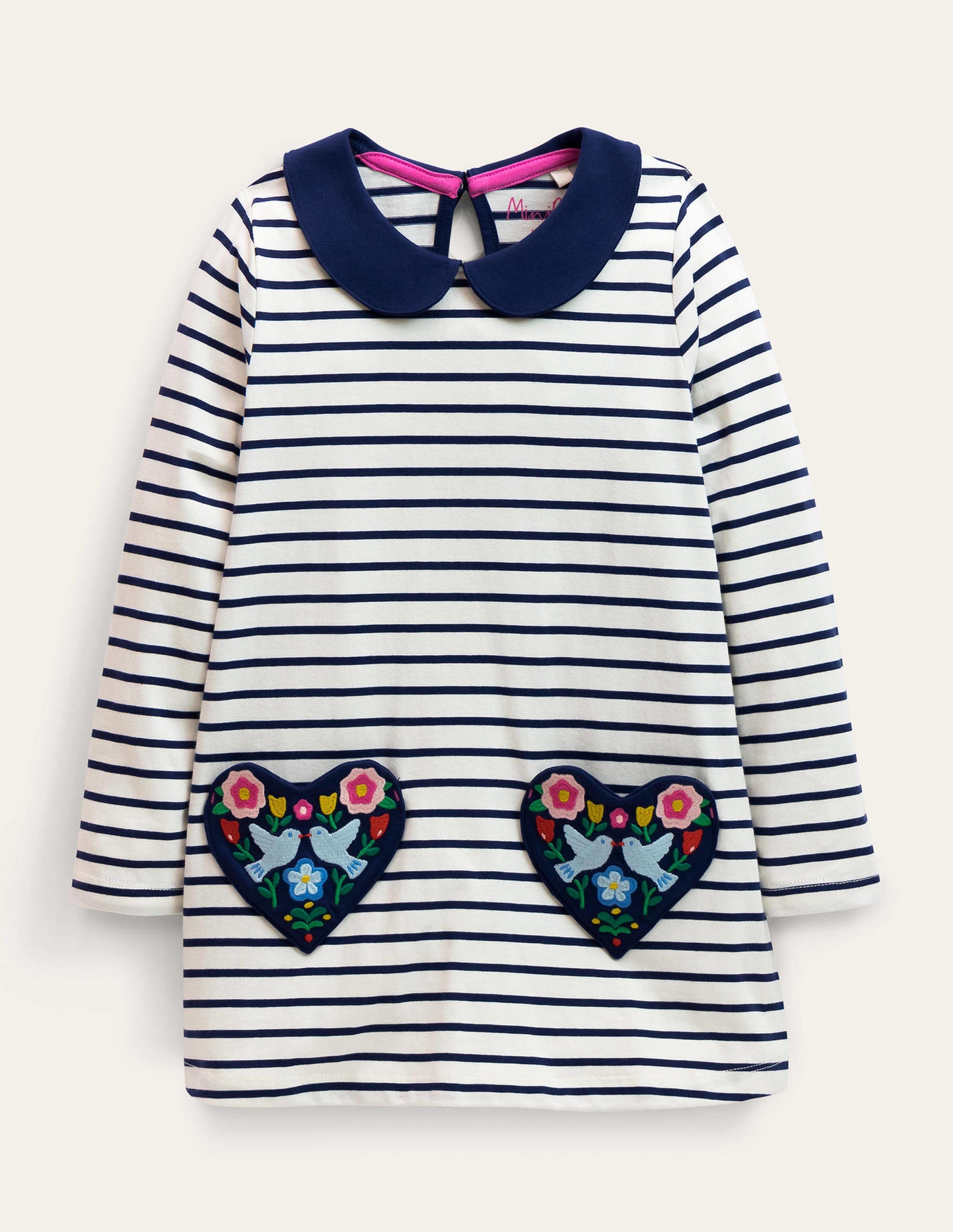 Jersey Pocket Tunic-Ivory/College Navy Birds-1
