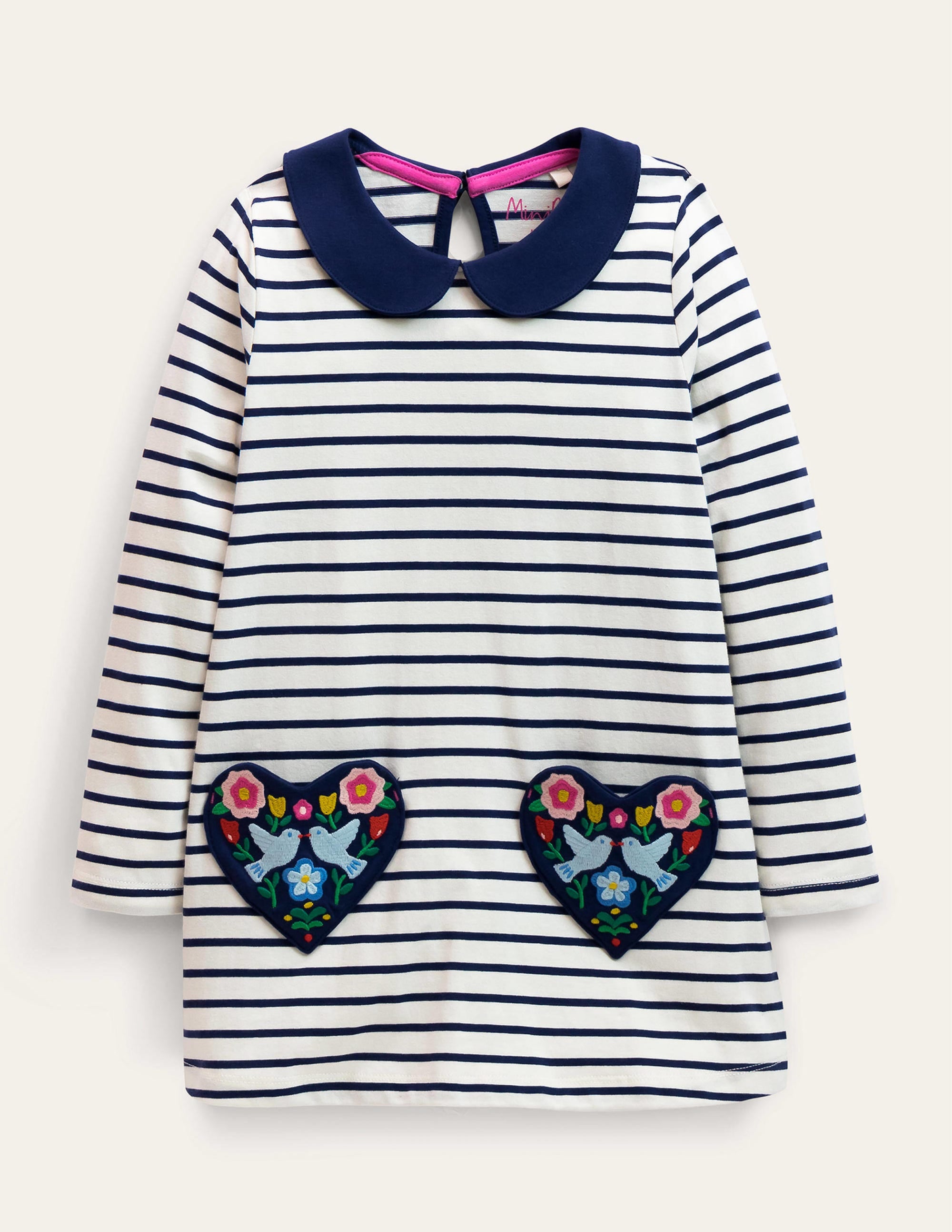 Jersey Pocket Tunic-Ivory/College Navy Birds - Image 1
