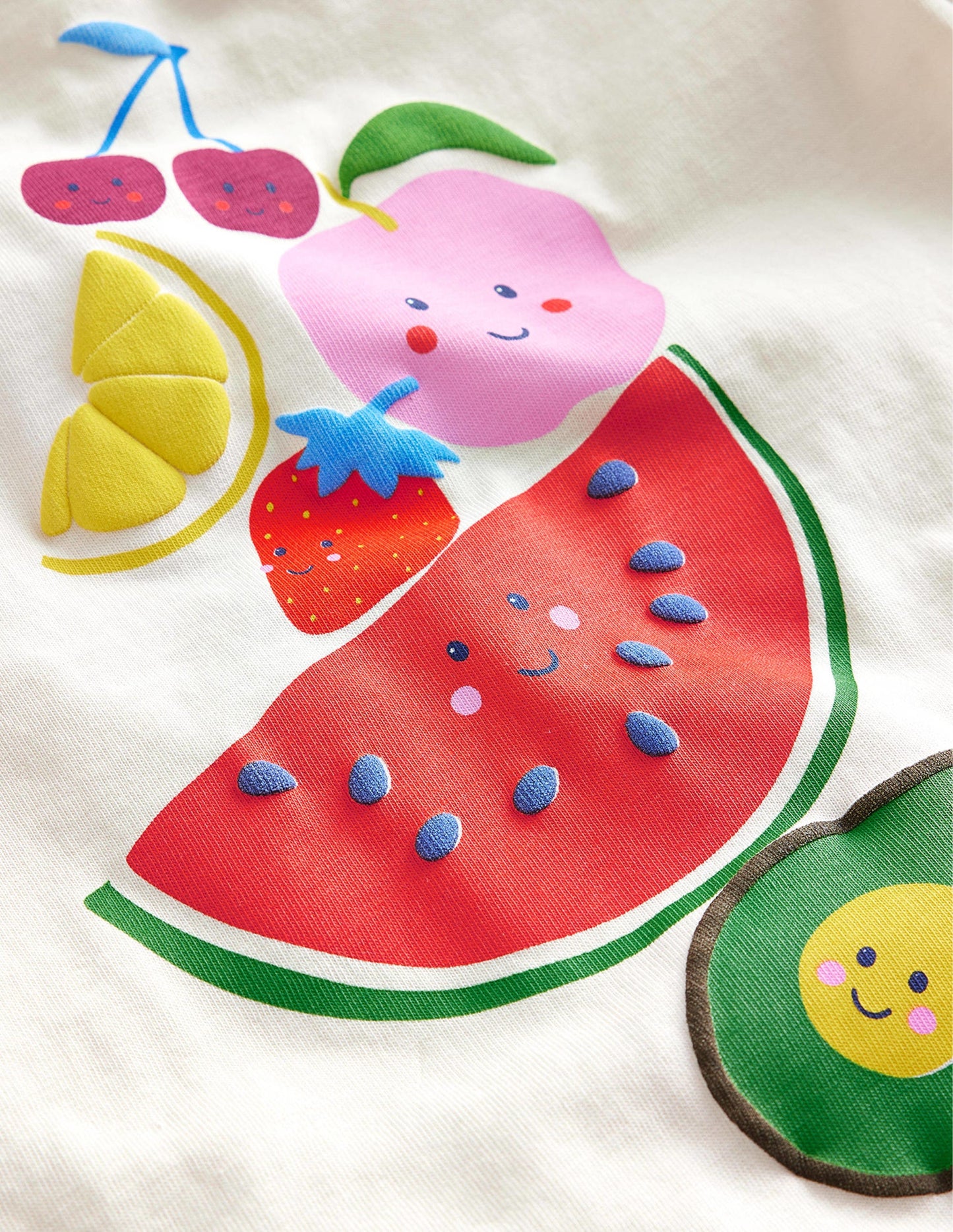 Ringer Logo T-Shirt-Ivory Fun Fruit
