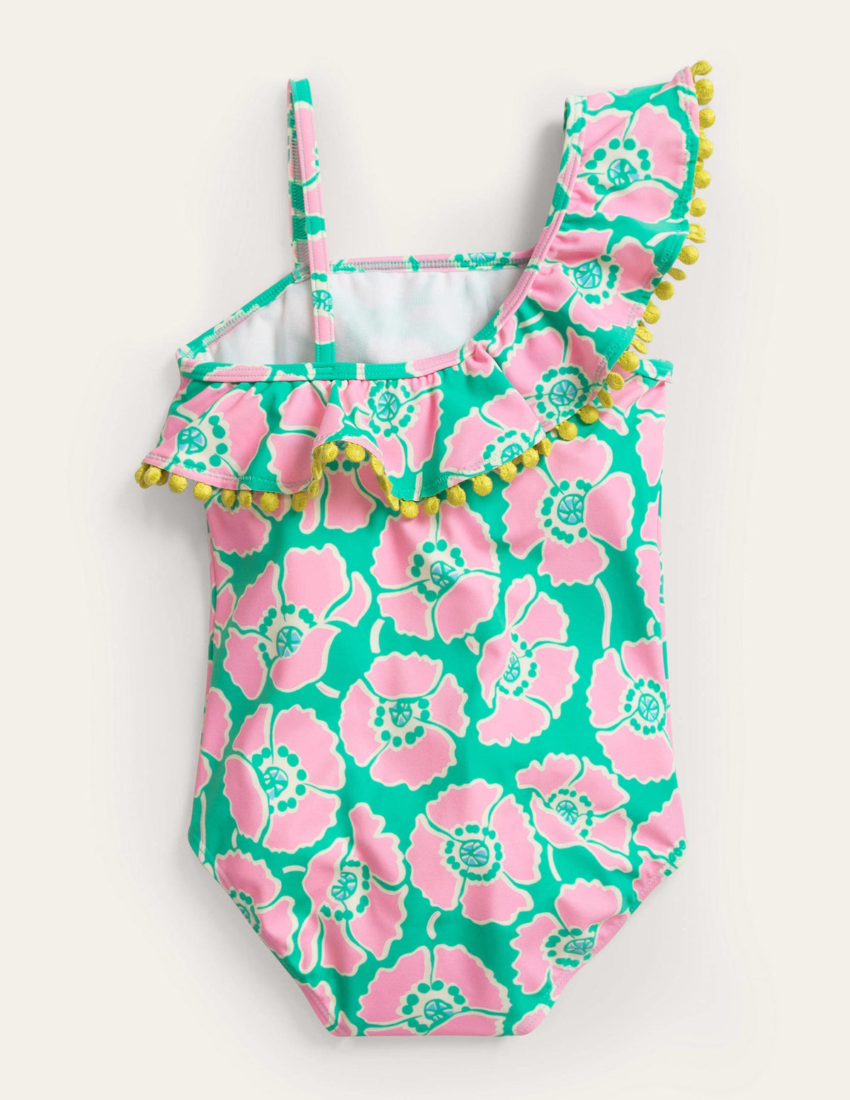 Frilly One Shoulder Swimsuit-Lilac/Green Poppies - Image 2