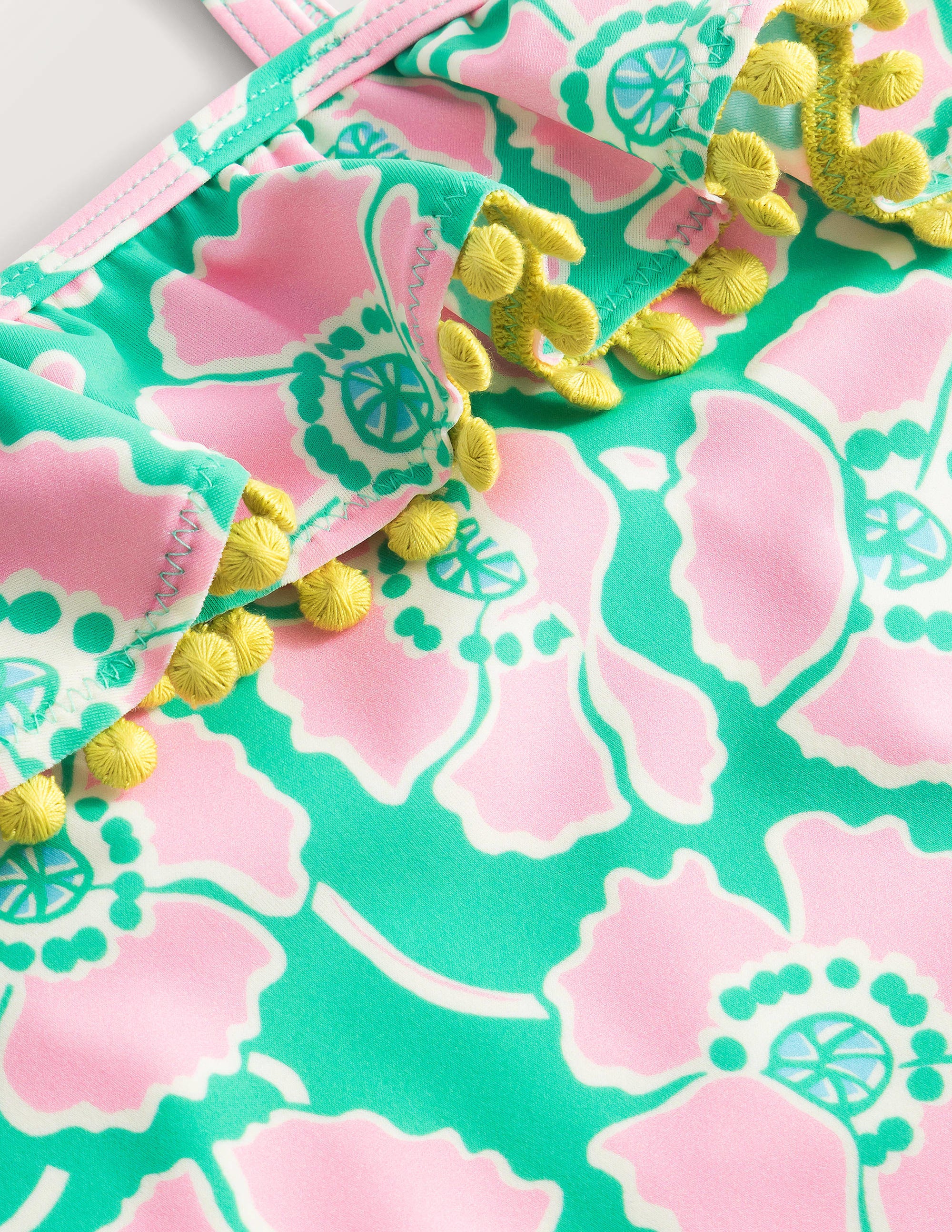 Frilly One Shoulder Swimsuit-Lilac/Green Poppies - Image 3