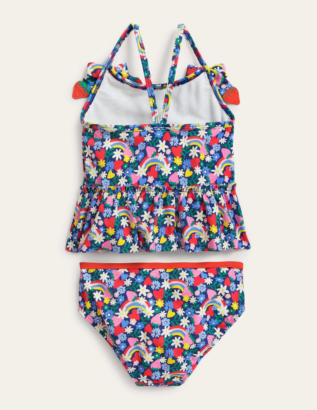 Tankini Set-Ivory and Multi Rainbow Ditsy-2