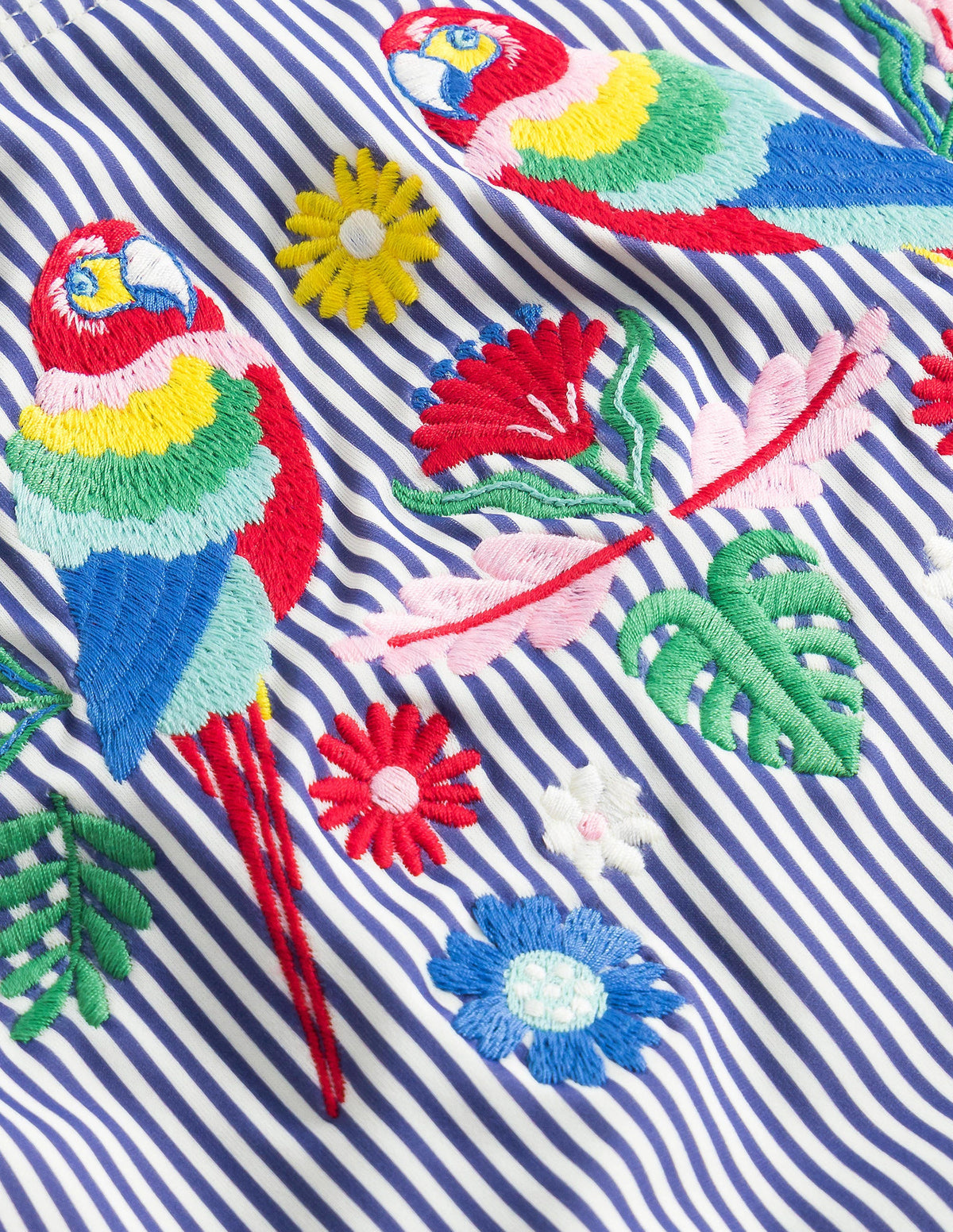Embroidered Swimsuit-Starboard Ivory Stripe, Parrot - Image 3
