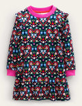Cosy Sweat Dress-College Navy Folk Hearts