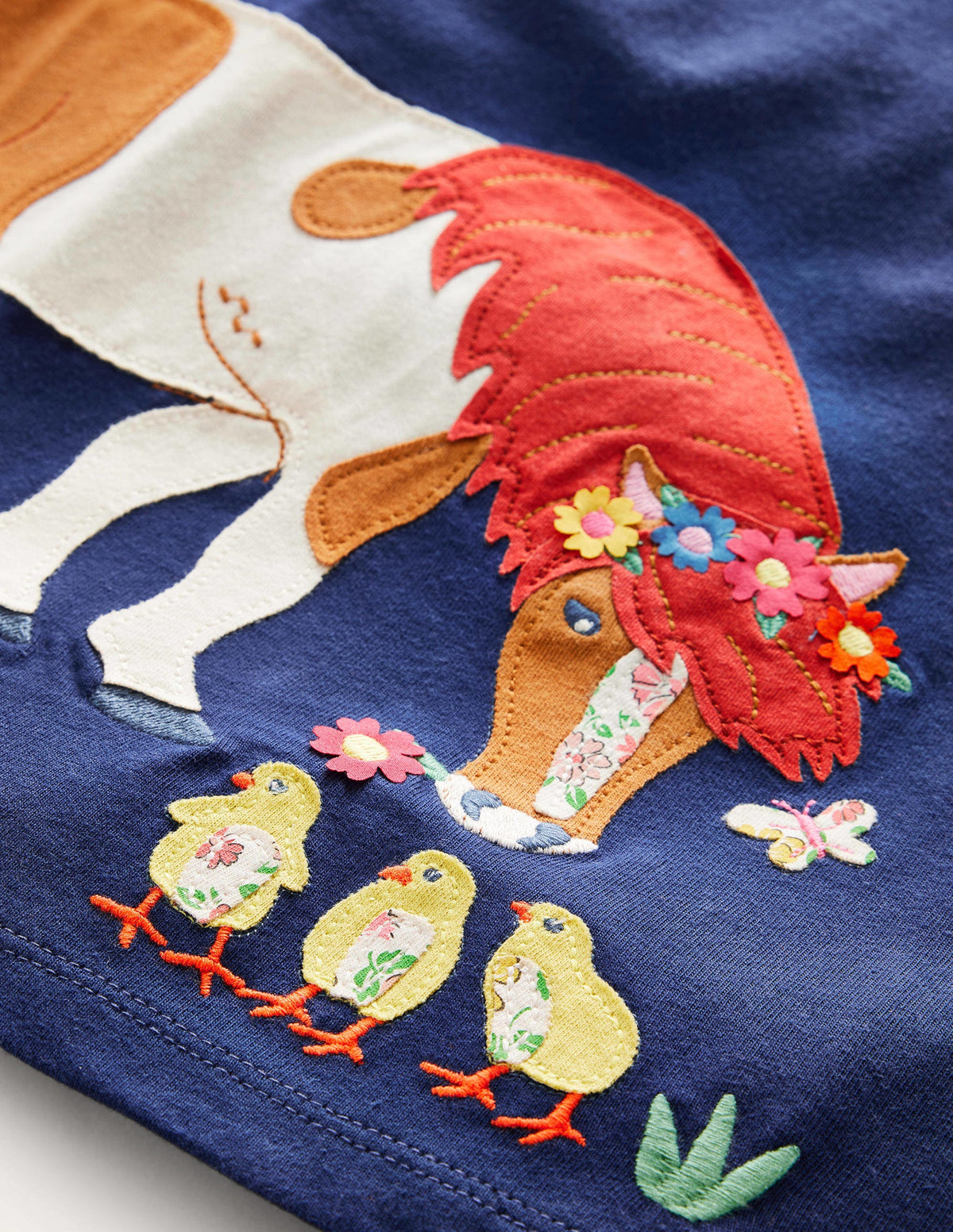 Long Sleeve Appliqué Top-Starboard Blue Horse-3