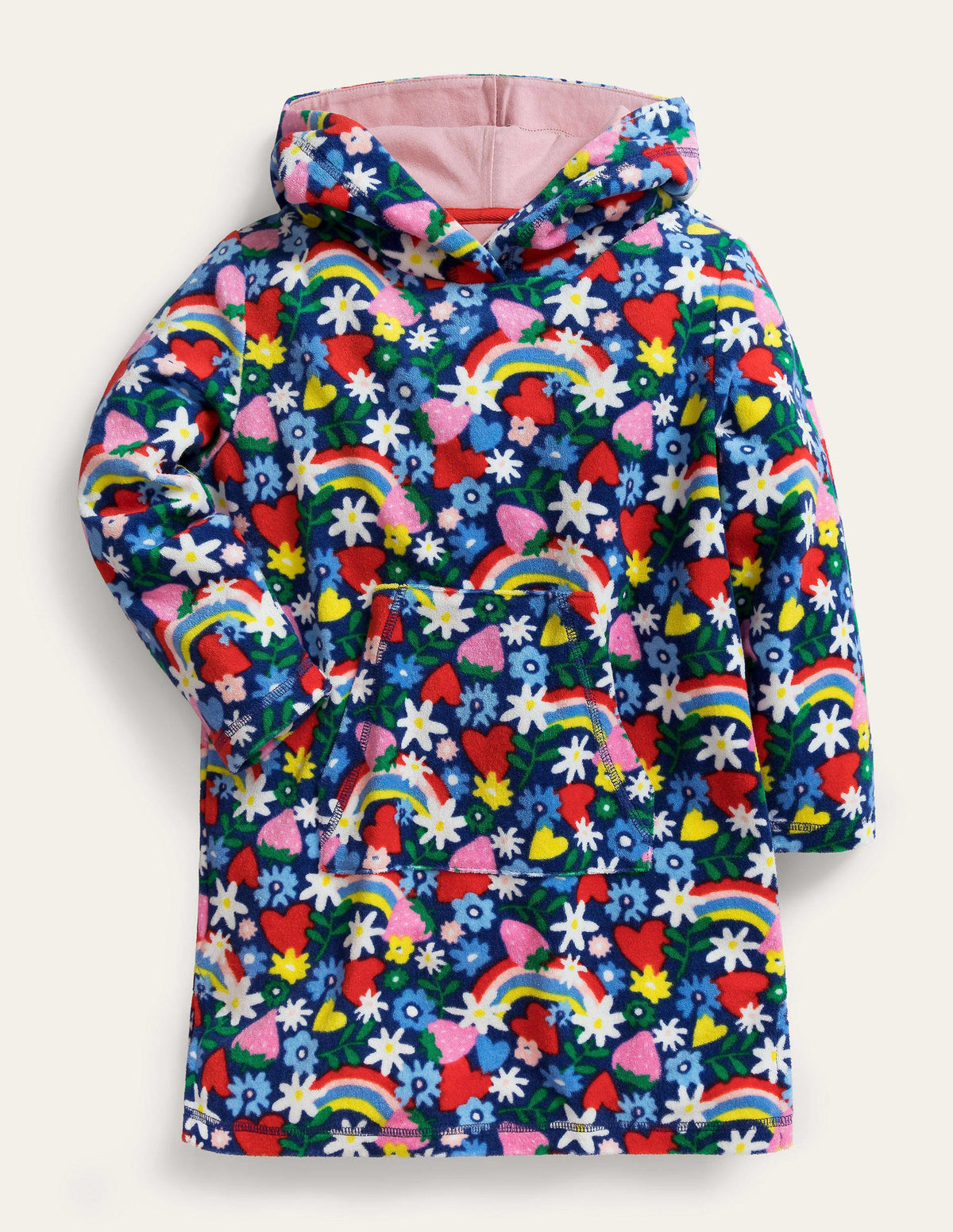 Pattern Towelling Beach Dress-Multi Rainbow Ditsy-1