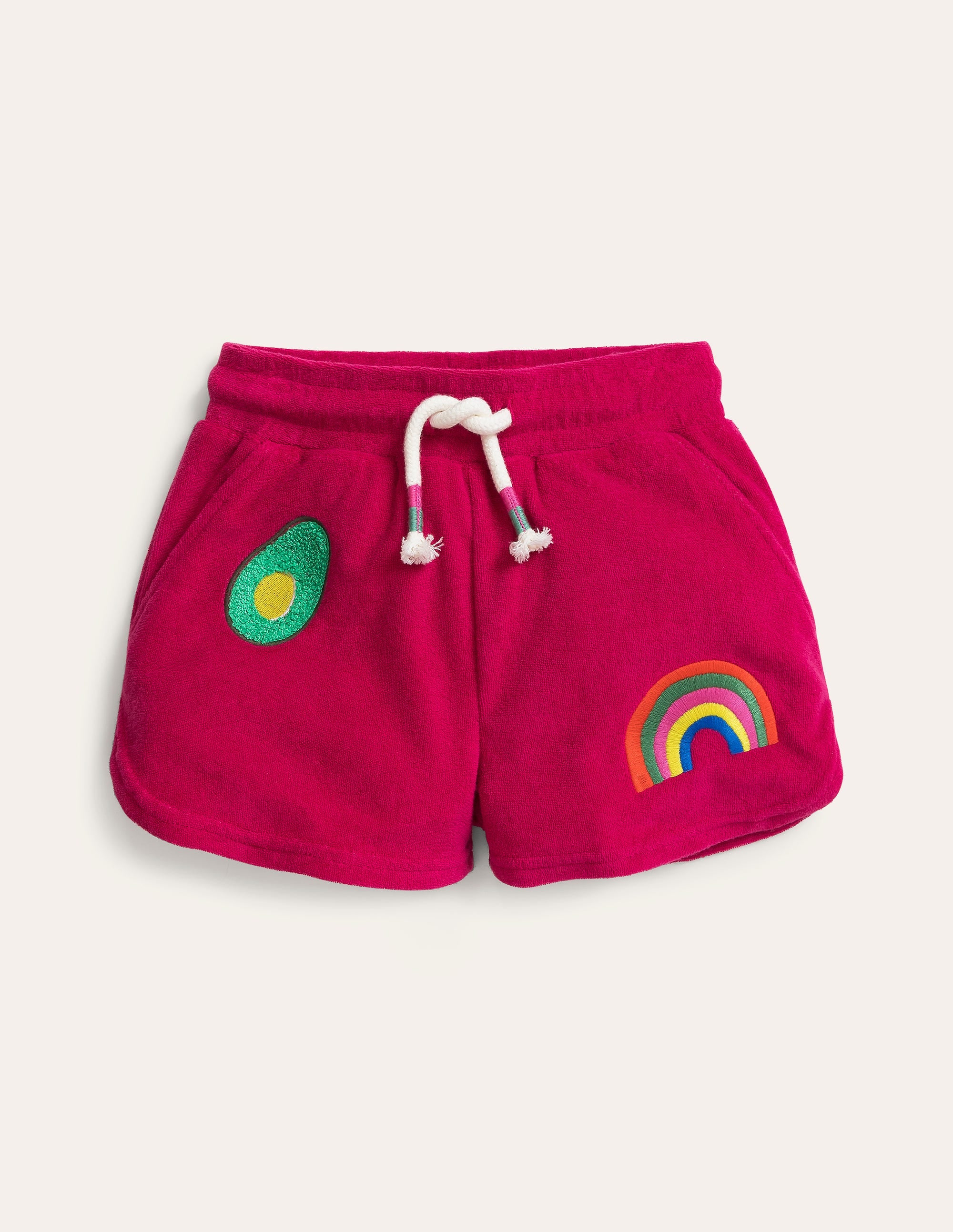 Towelling Appliqué Shorts-Candy Cane - Image 1