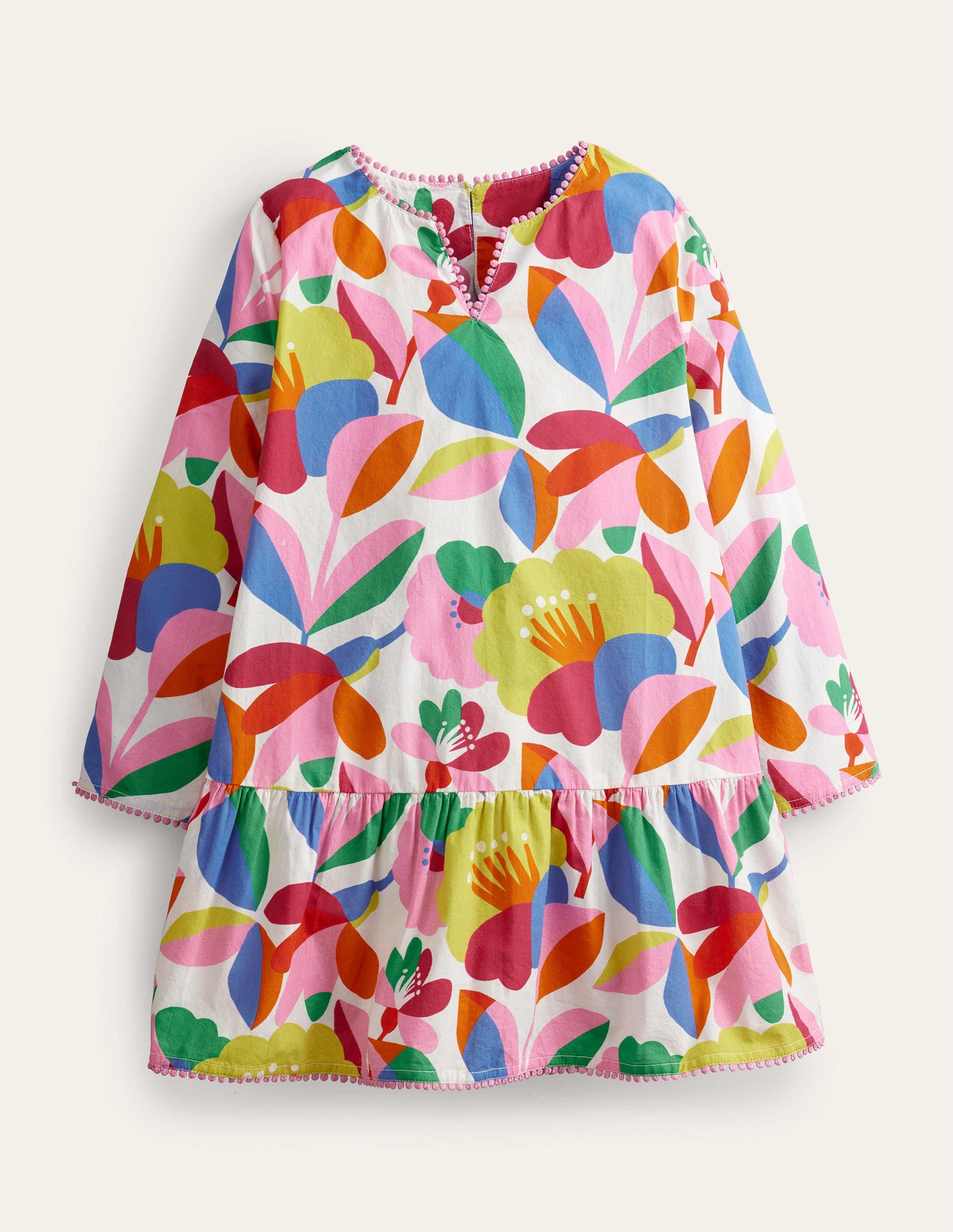 Long-sleeved Printed Kaftan-Ivory, Multi Fabulous Floral - Image 1