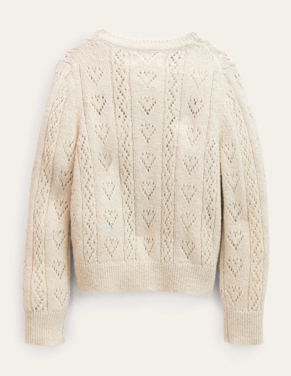 Pointelle Heart Cardigan-Ecru Marl-2