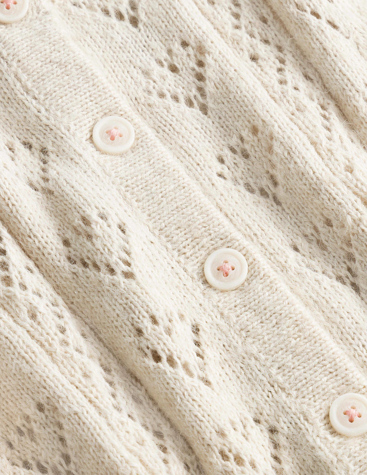 Pointelle Heart Cardigan-Ecru Marl-3