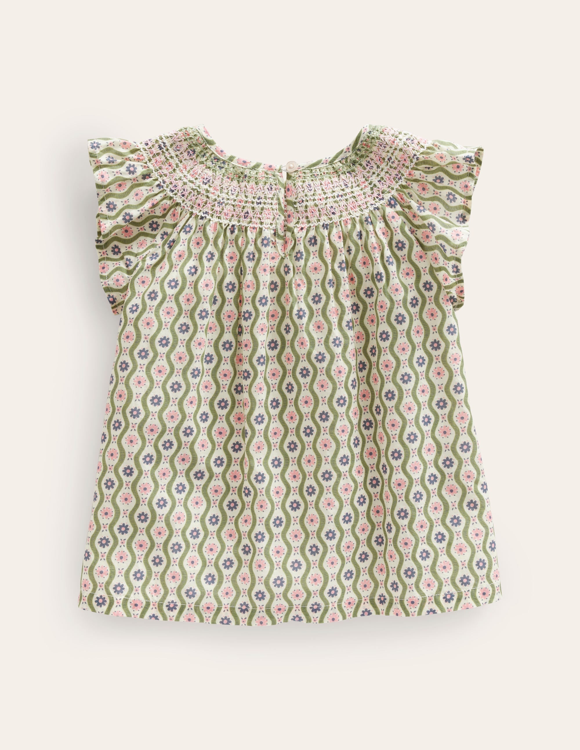 Woven Smocked Top-Vanilla Pod Daisy Wave - Image 2