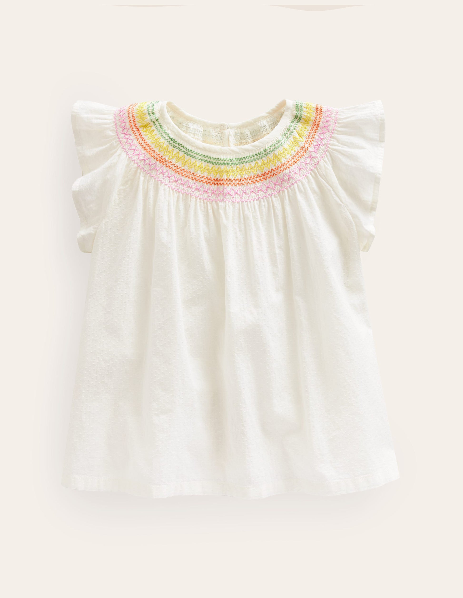 Woven Smocked Top-Ivory Rainbow Smocking-1