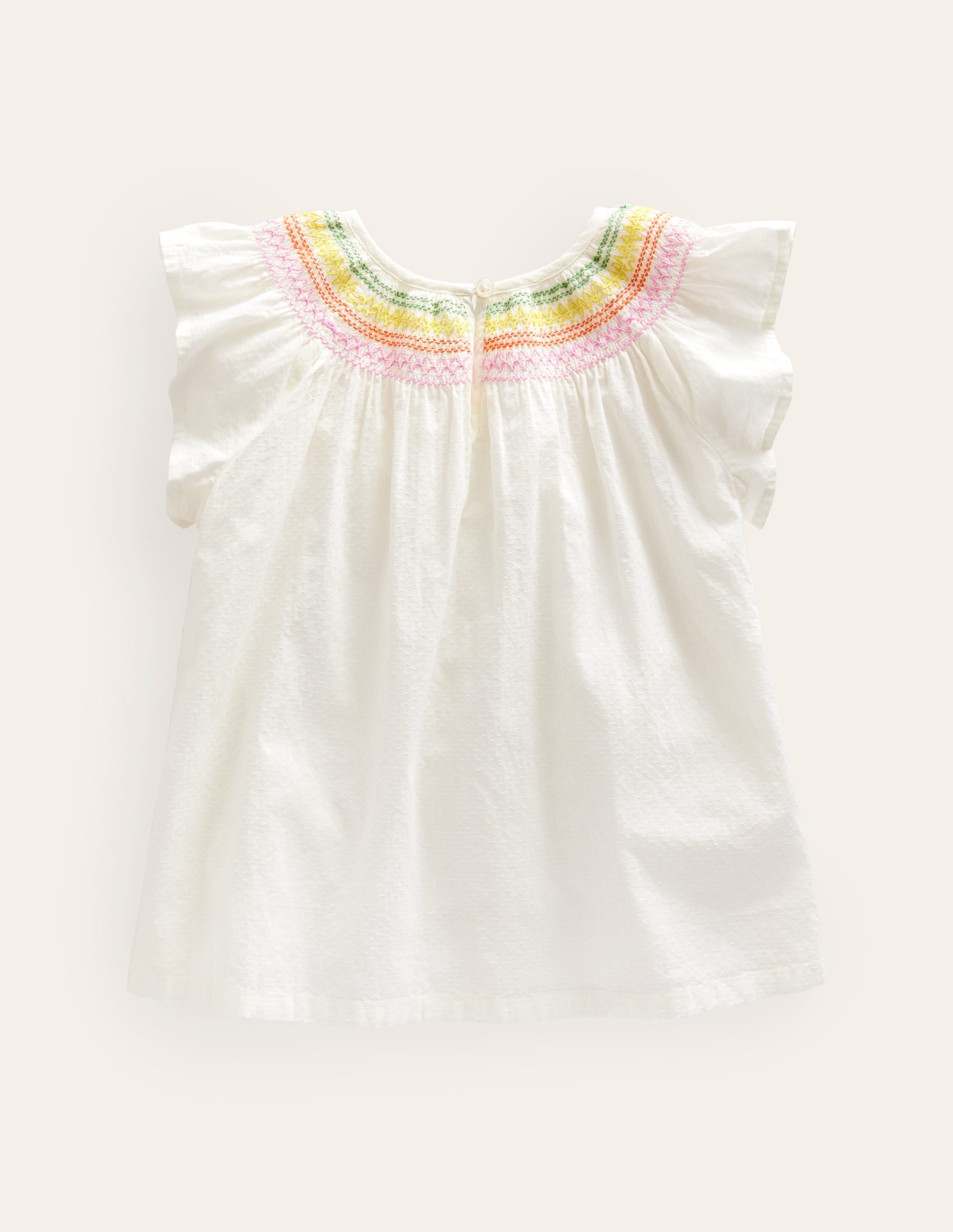 Woven Smocked Top-Ivory Rainbow Smocking - Image 2