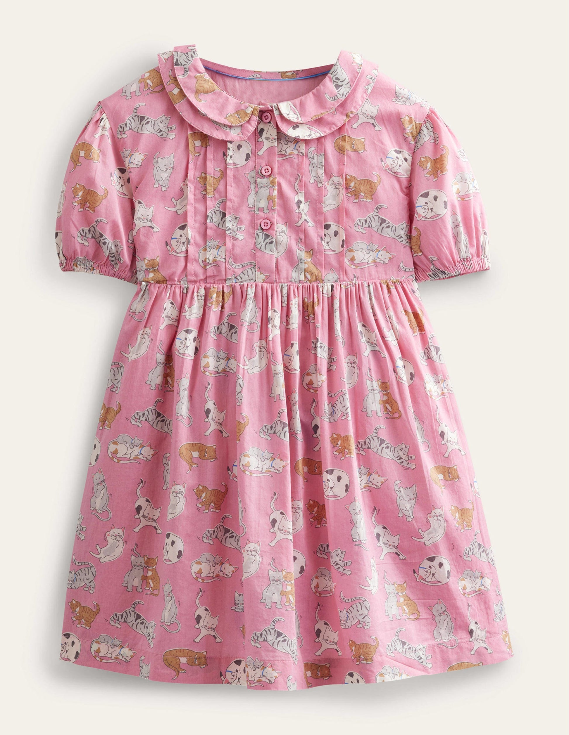 Printed Tea Dress-Formica Pink Cats-1