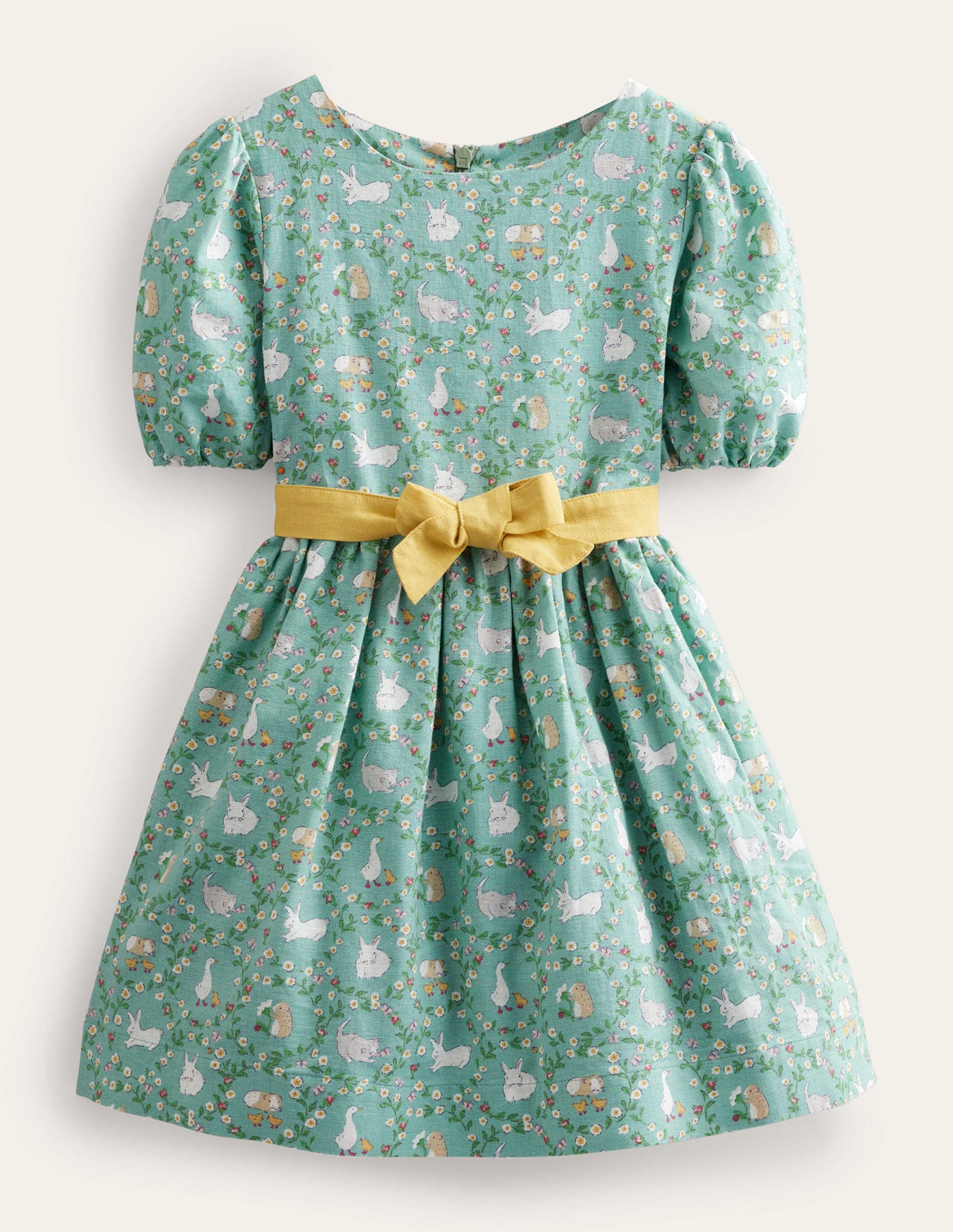 Cotton Linen Vintage Dress-Hot Spring Bunnies-1