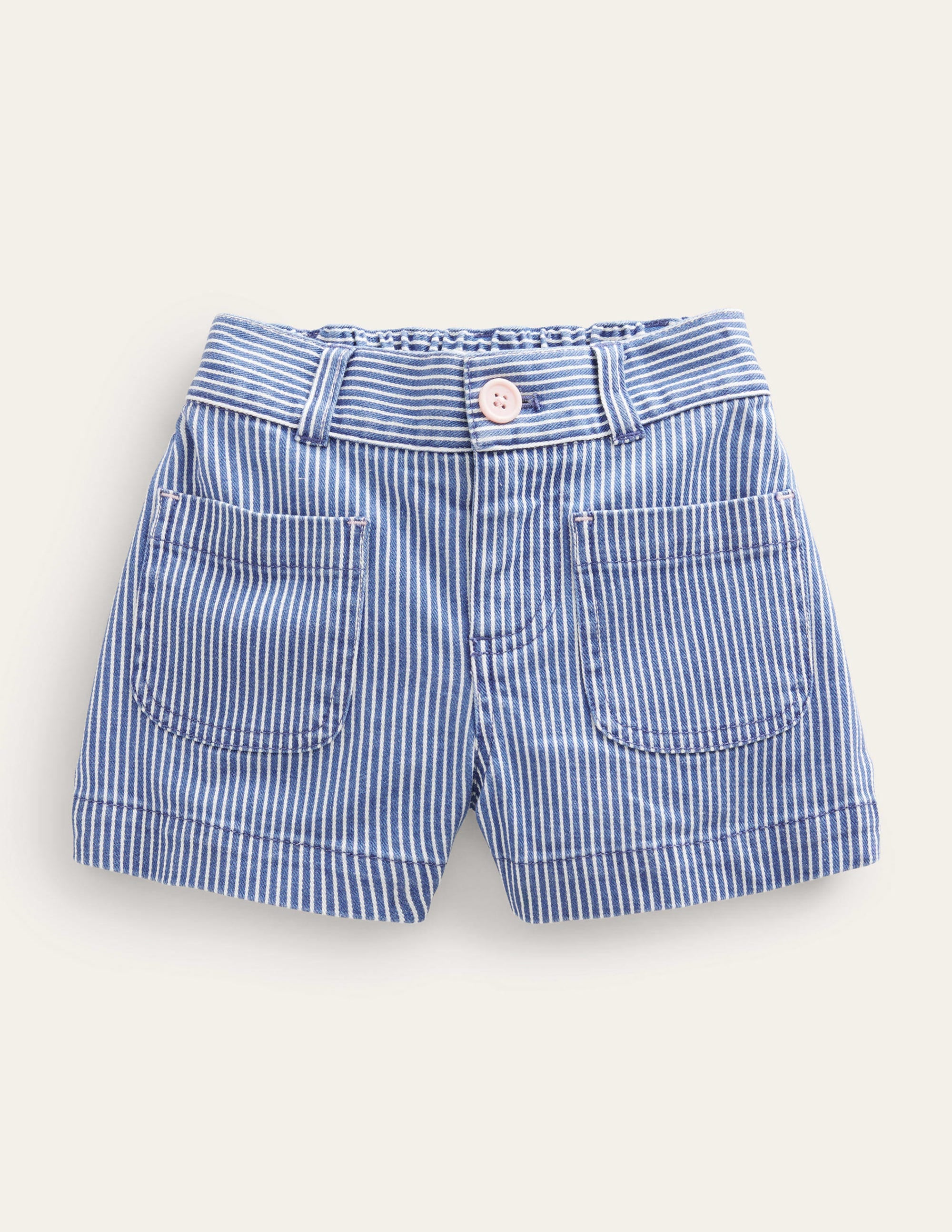 Patch Pocket Shorts-Indigo Ticking - Image 1