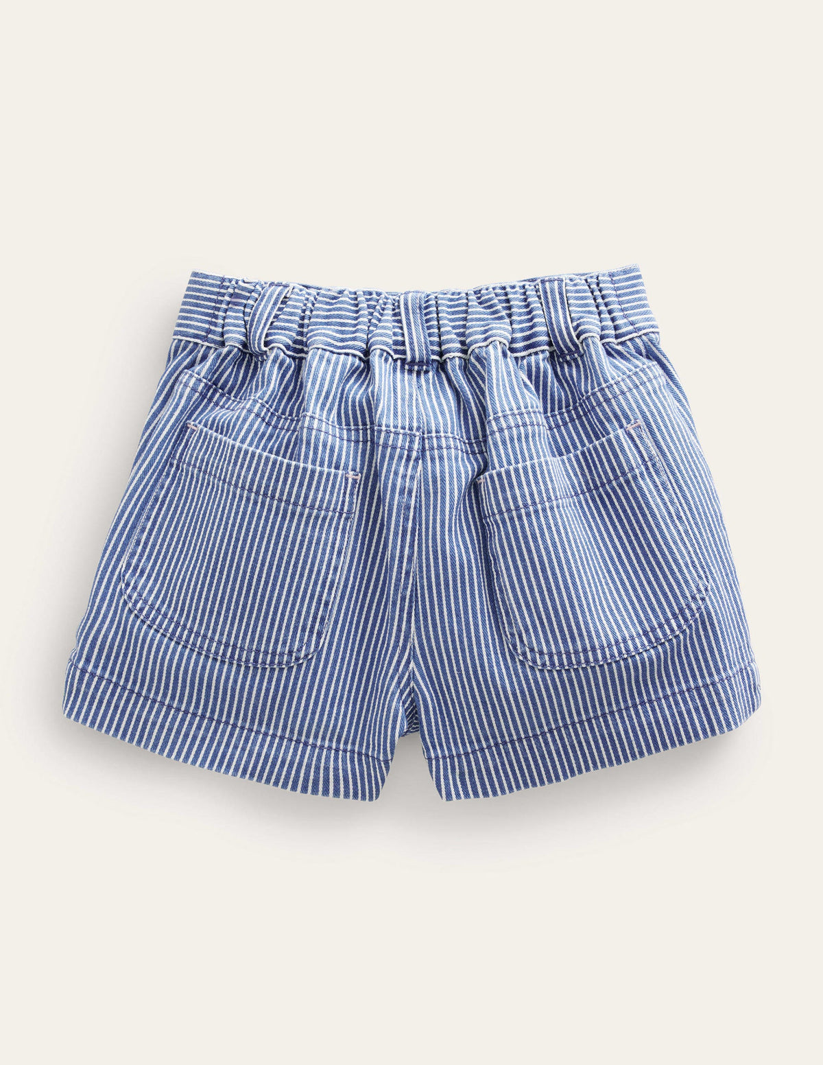 Patch Pocket Shorts-Indigo Ticking-2