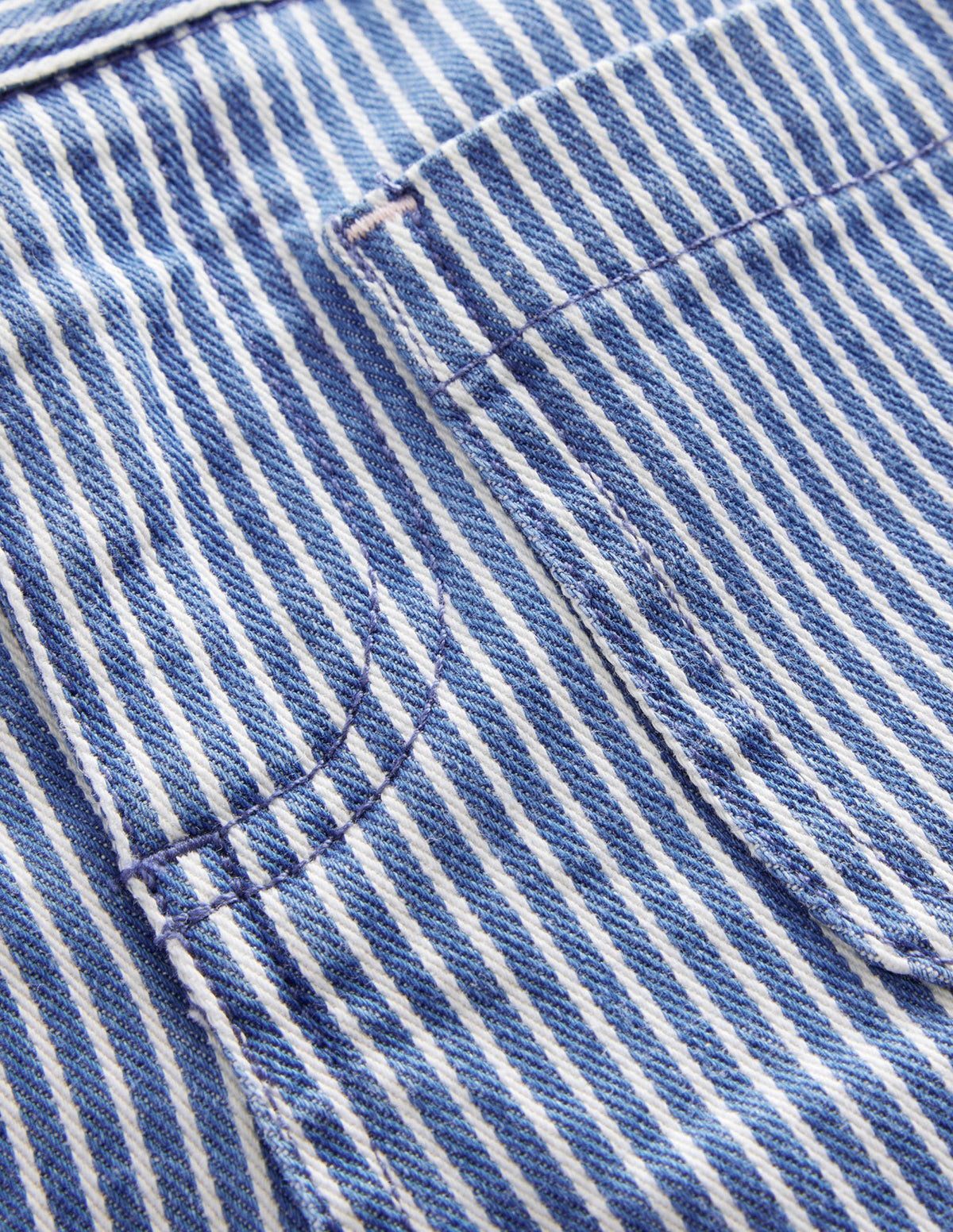 Patch Pocket Shorts-Indigo Ticking - Image 3